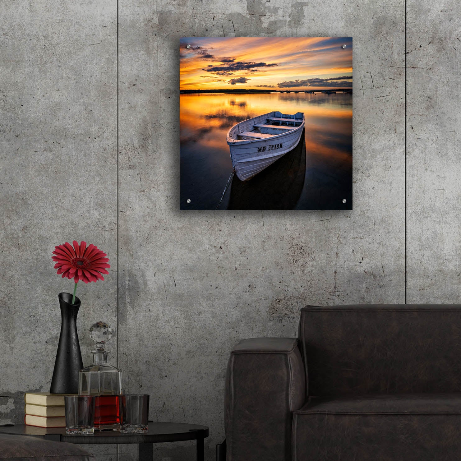 Epic Art 'Low Tide Afterglow SQ' by Rick Berk, Acrylic Glass Wall Art,24x24