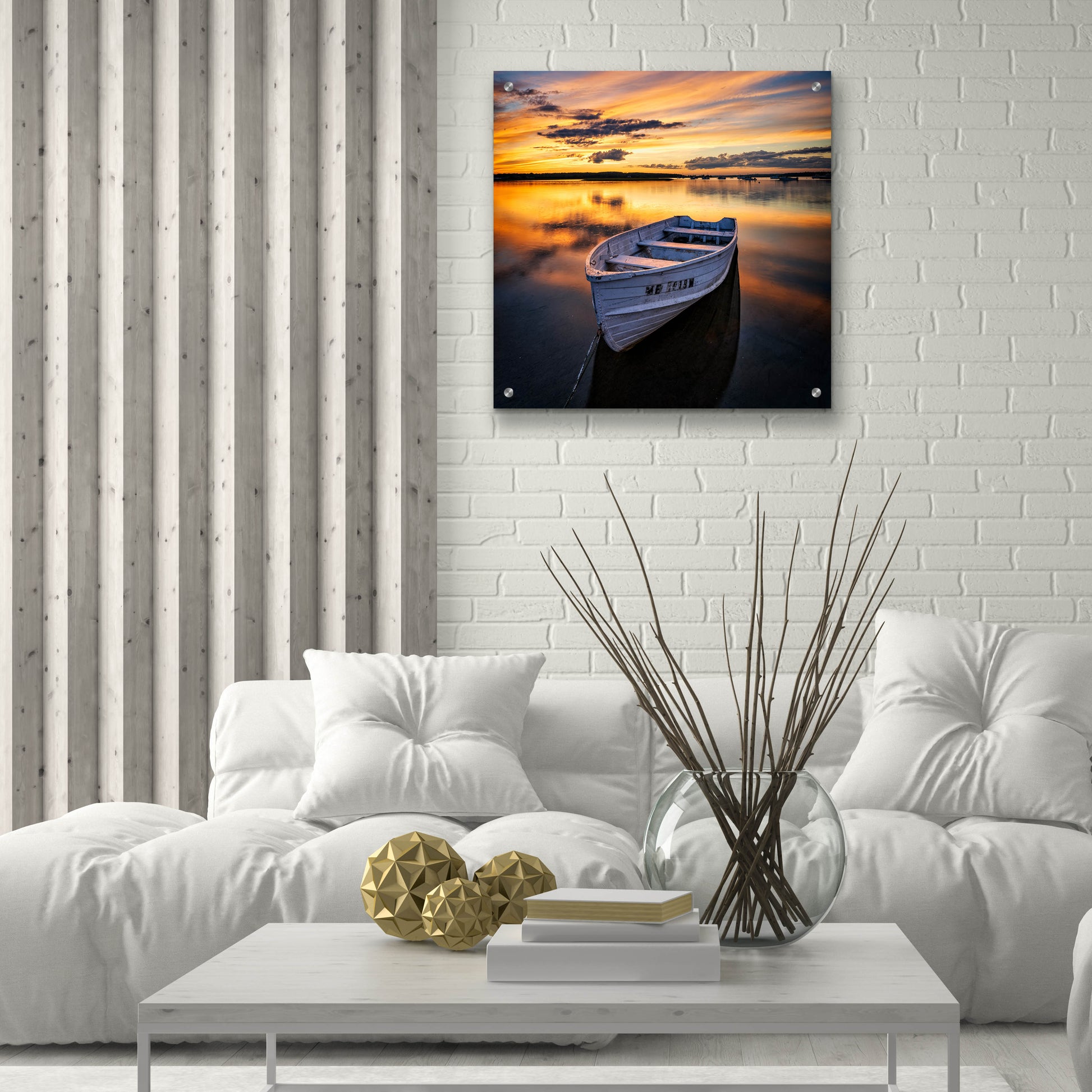 Epic Art 'Low Tide Afterglow SQ' by Rick Berk, Acrylic Glass Wall Art,24x24