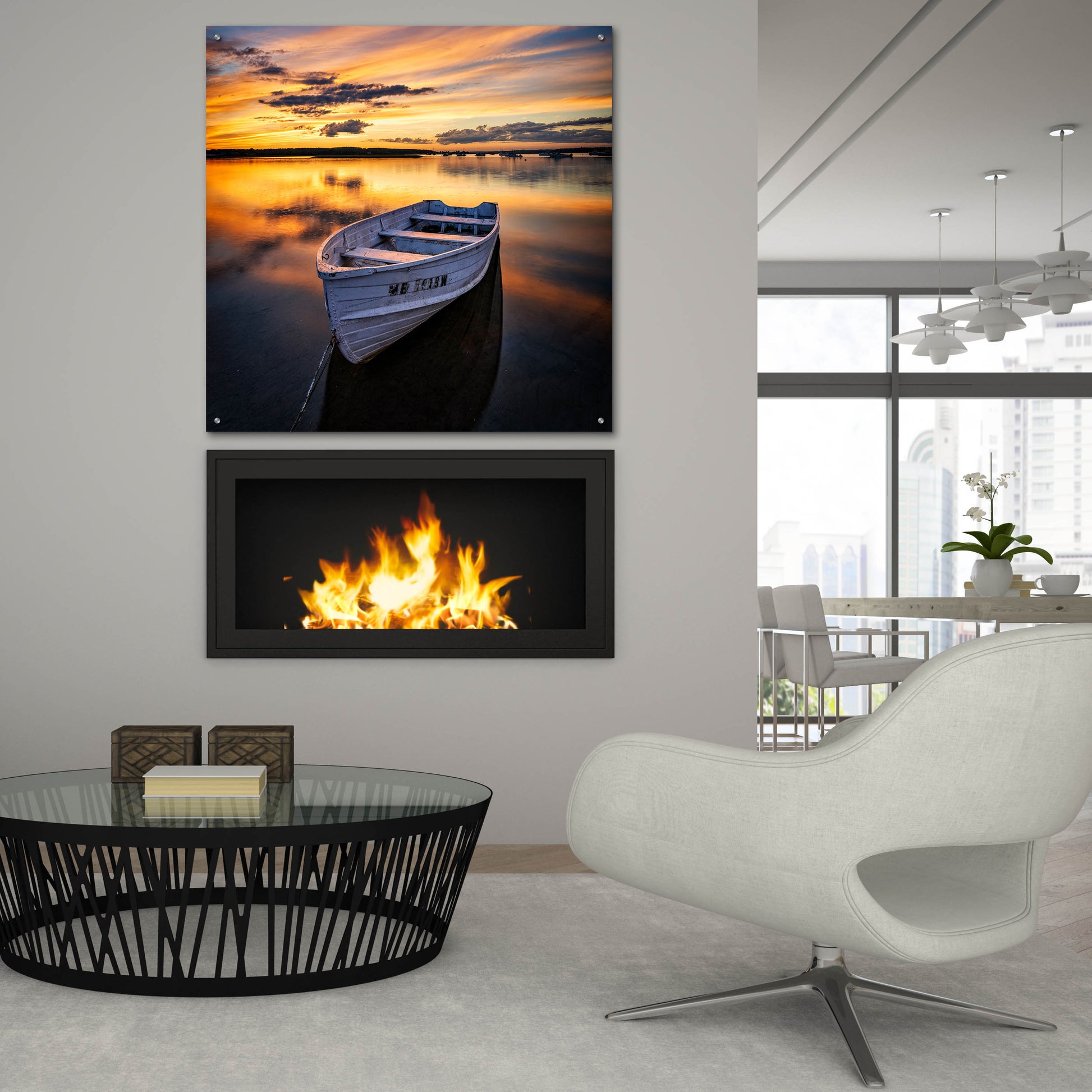 Epic Art 'Low Tide Afterglow SQ' by Rick Berk, Acrylic Glass Wall Art,36x36