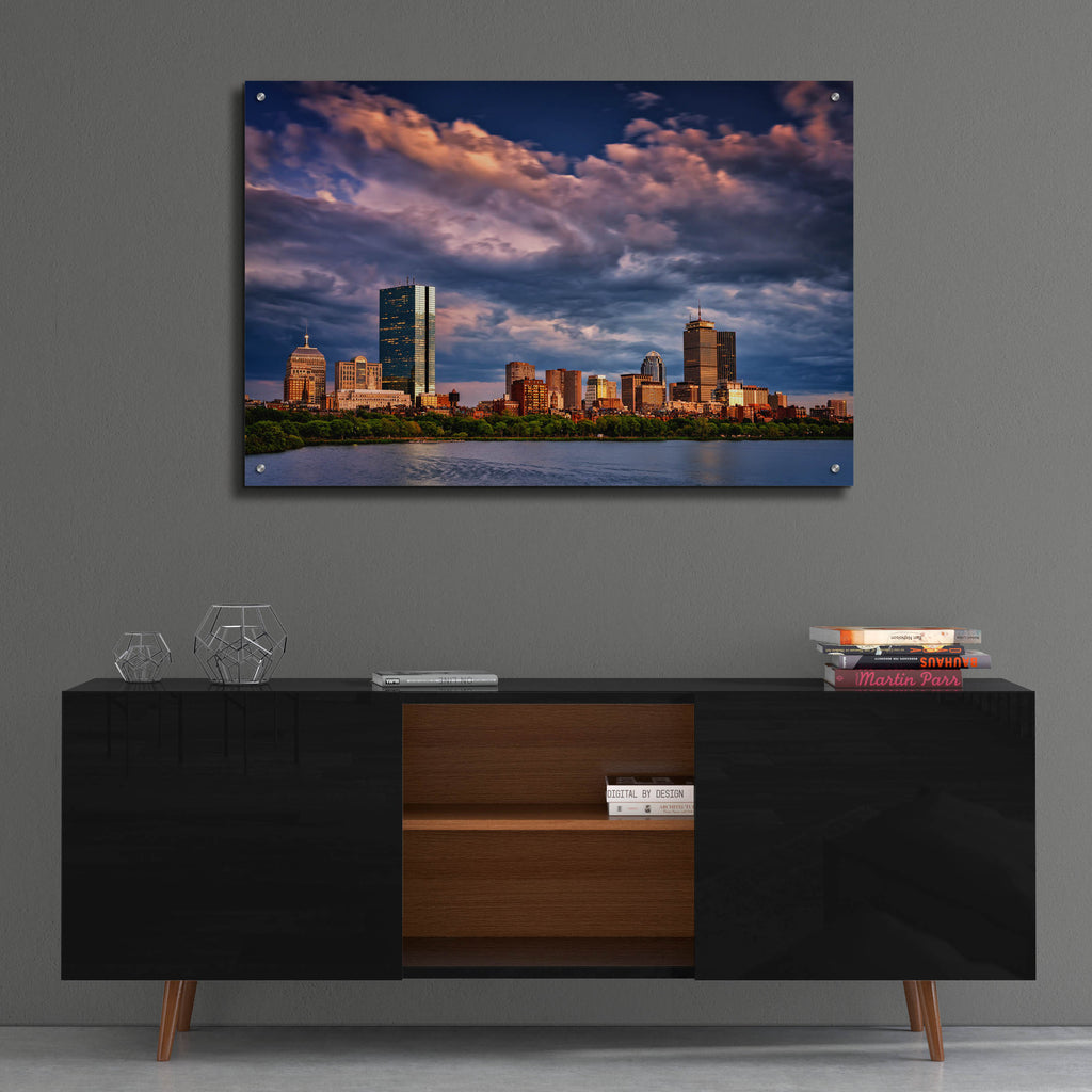 Epic Art 'Boston at Dusk' by Rick Berk, Acrylic Glass Wall Art,36x24