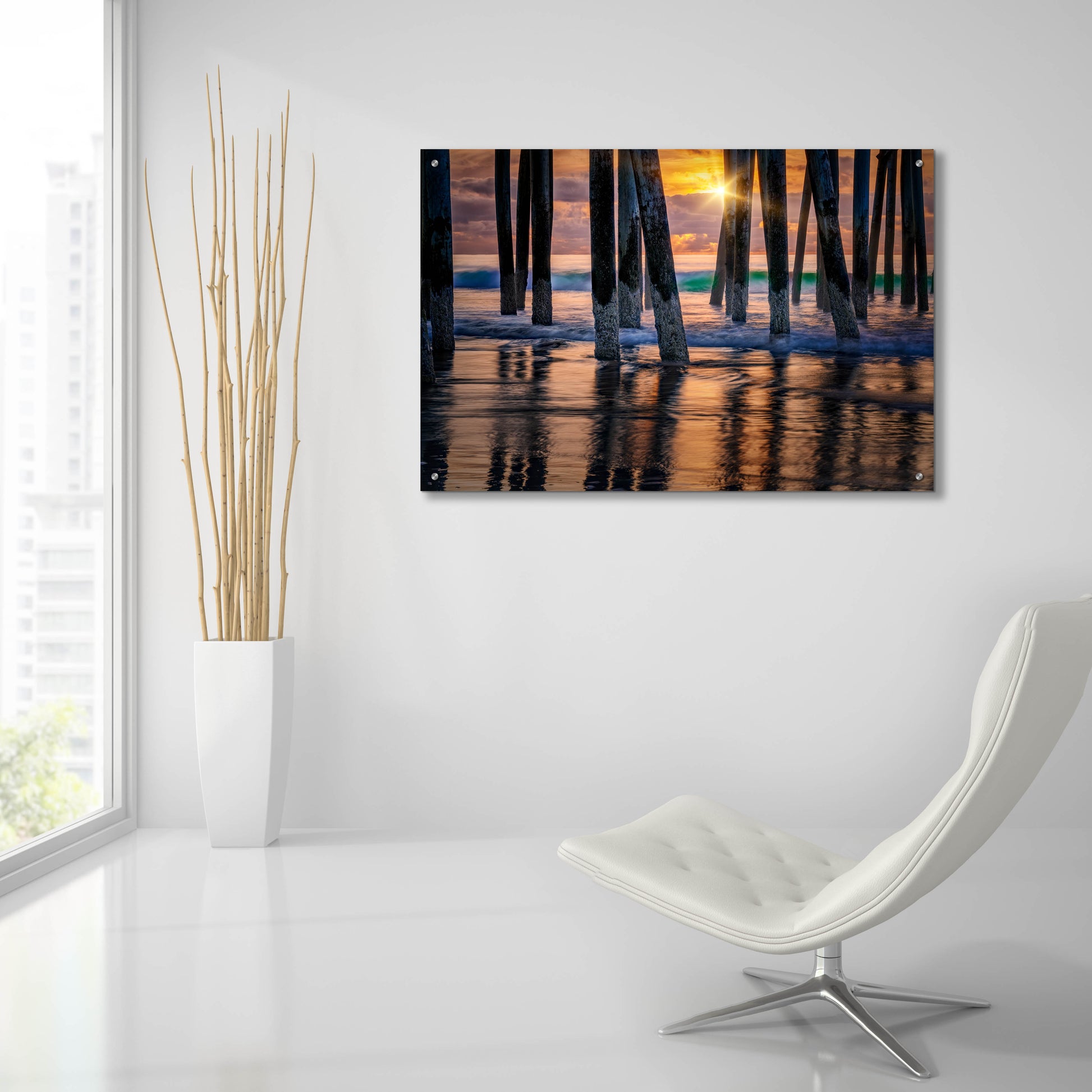 Epic Art 'Old Orchard Beach Sunrise' by Rick Berk, Acrylic Glass Wall Art,36x24