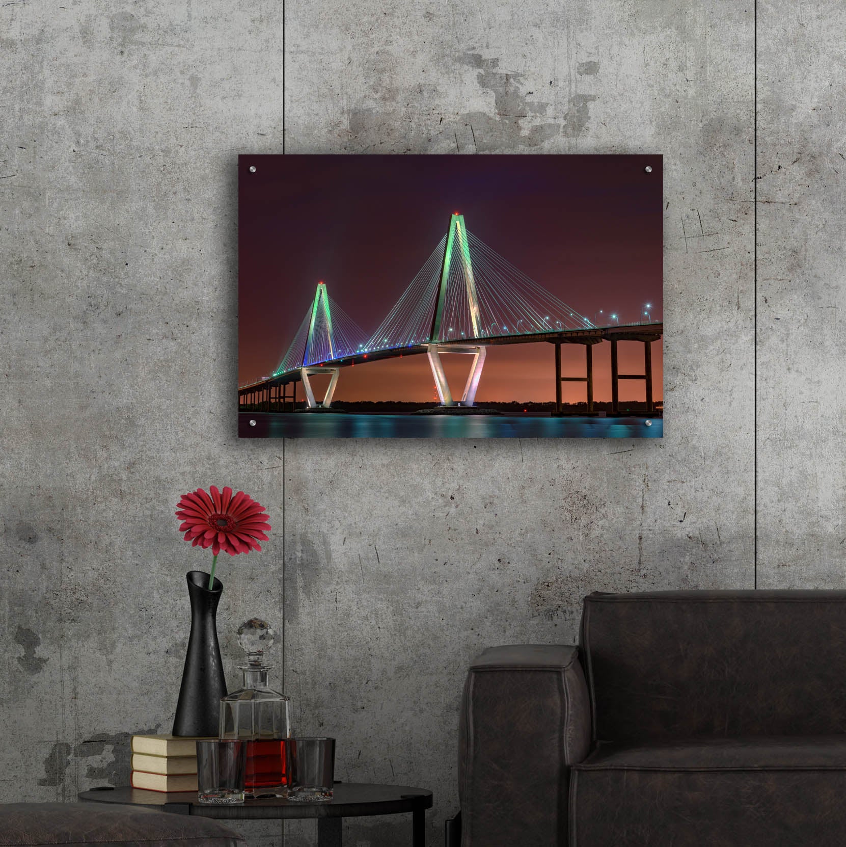 Epic Art 'Ravenel Bridge Twilight' by Rick Berk, Acrylic Glass Wall Art,36x24