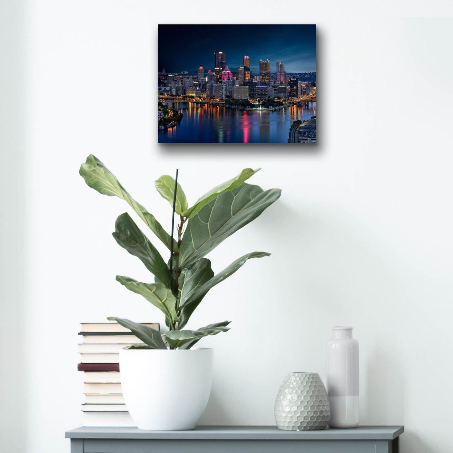 Epic Art 'Pittsburgh Twilight' by Rick Berk, Acrylic Glass Wall Art,16x12