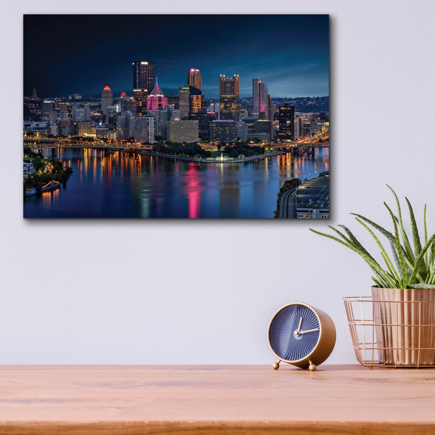 Epic Art 'Pittsburgh Twilight' by Rick Berk, Acrylic Glass Wall Art,16x12