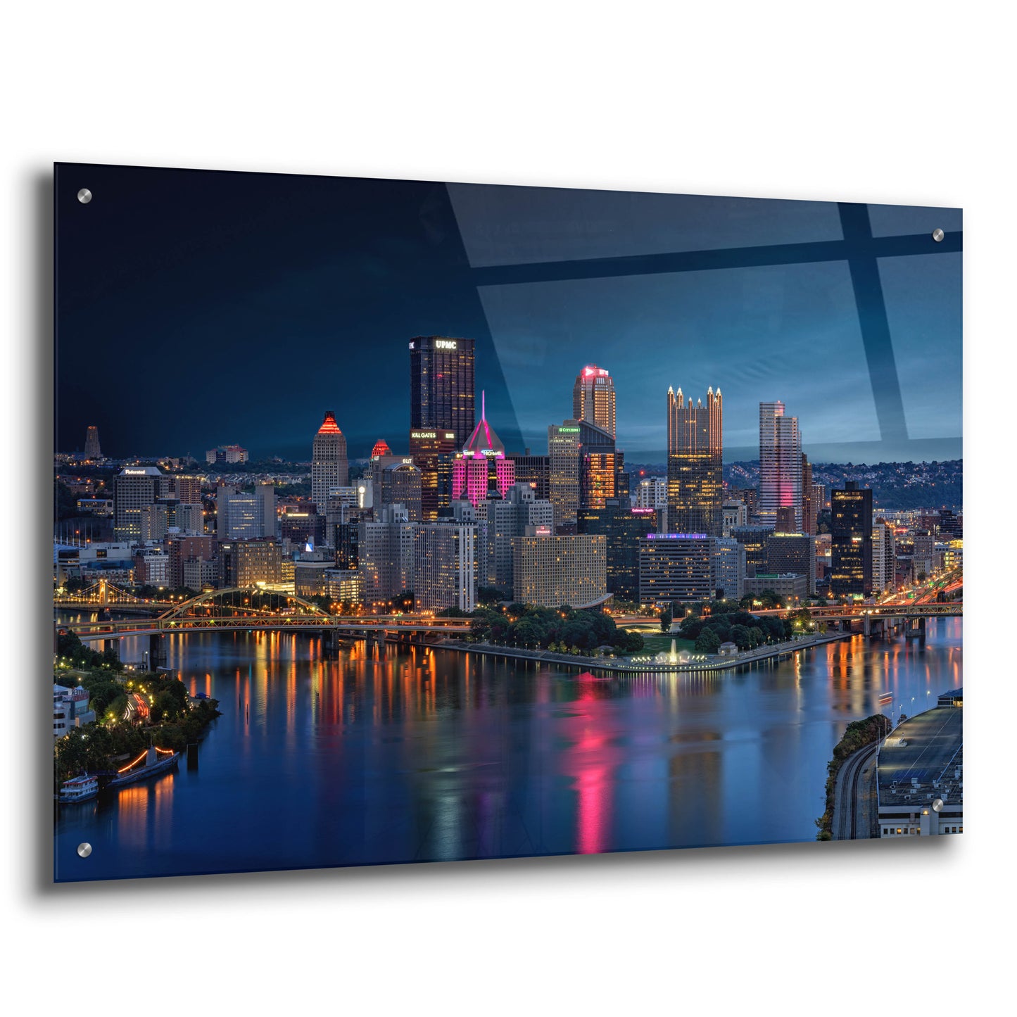 Epic Art 'Pittsburgh Twilight' by Rick Berk, Acrylic Glass Wall Art,36x24