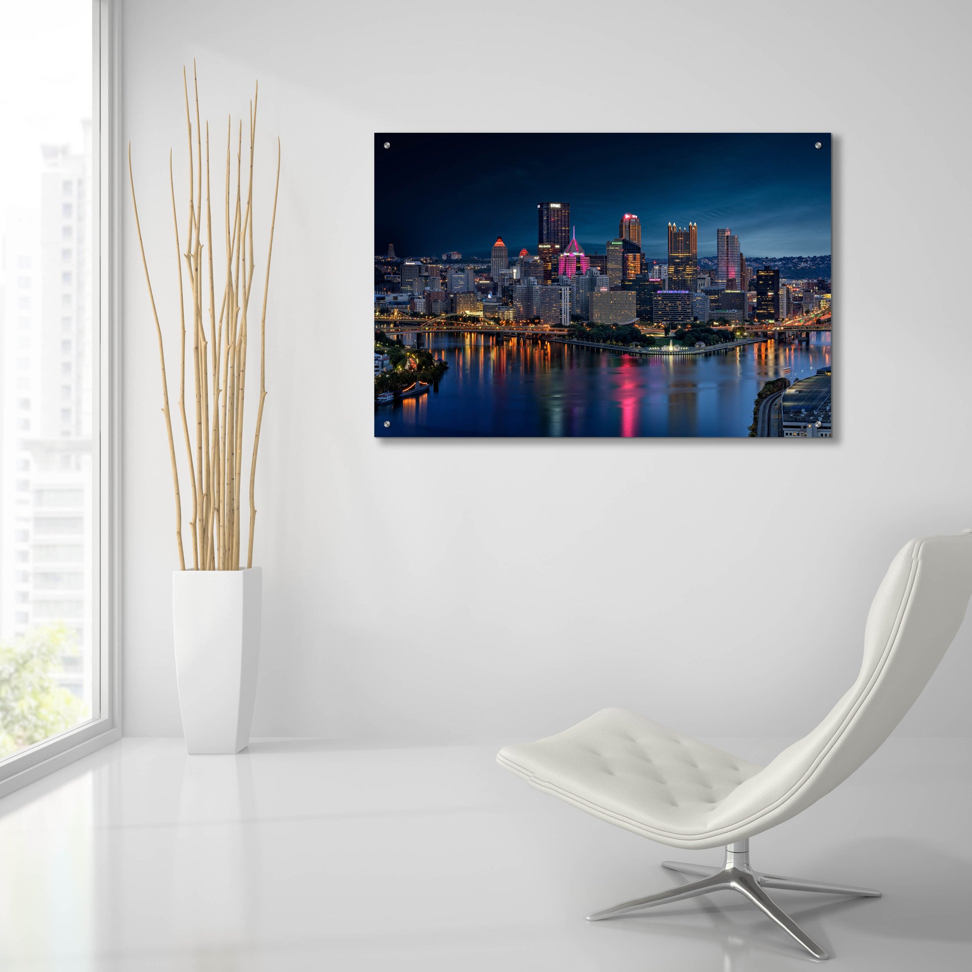 Epic Art 'Pittsburgh Twilight' by Rick Berk, Acrylic Glass Wall Art,36x24