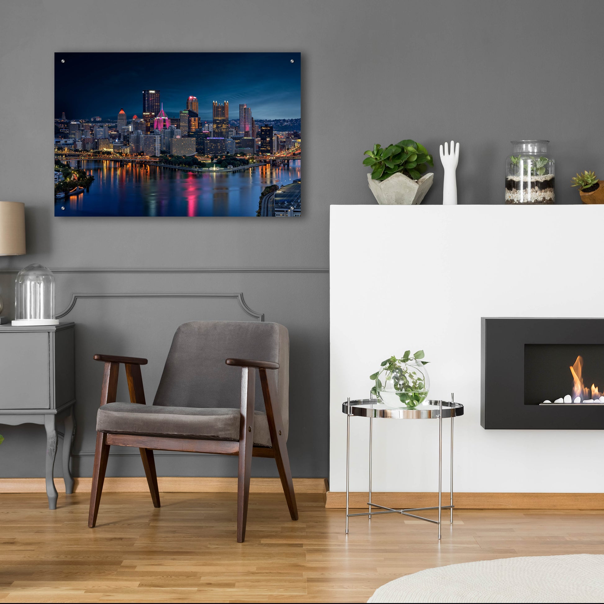 Epic Art 'Pittsburgh Twilight' by Rick Berk, Acrylic Glass Wall Art,36x24