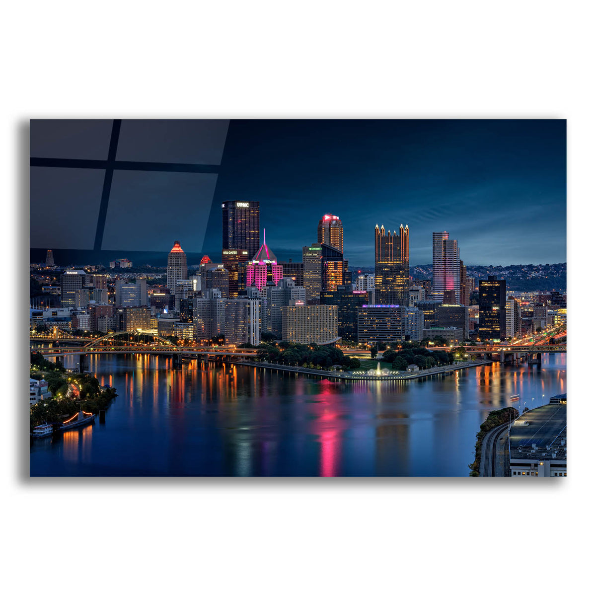 Epic Art 'Pittsburgh Twilight' by Rick Berk, Acrylic Glass Wall Art