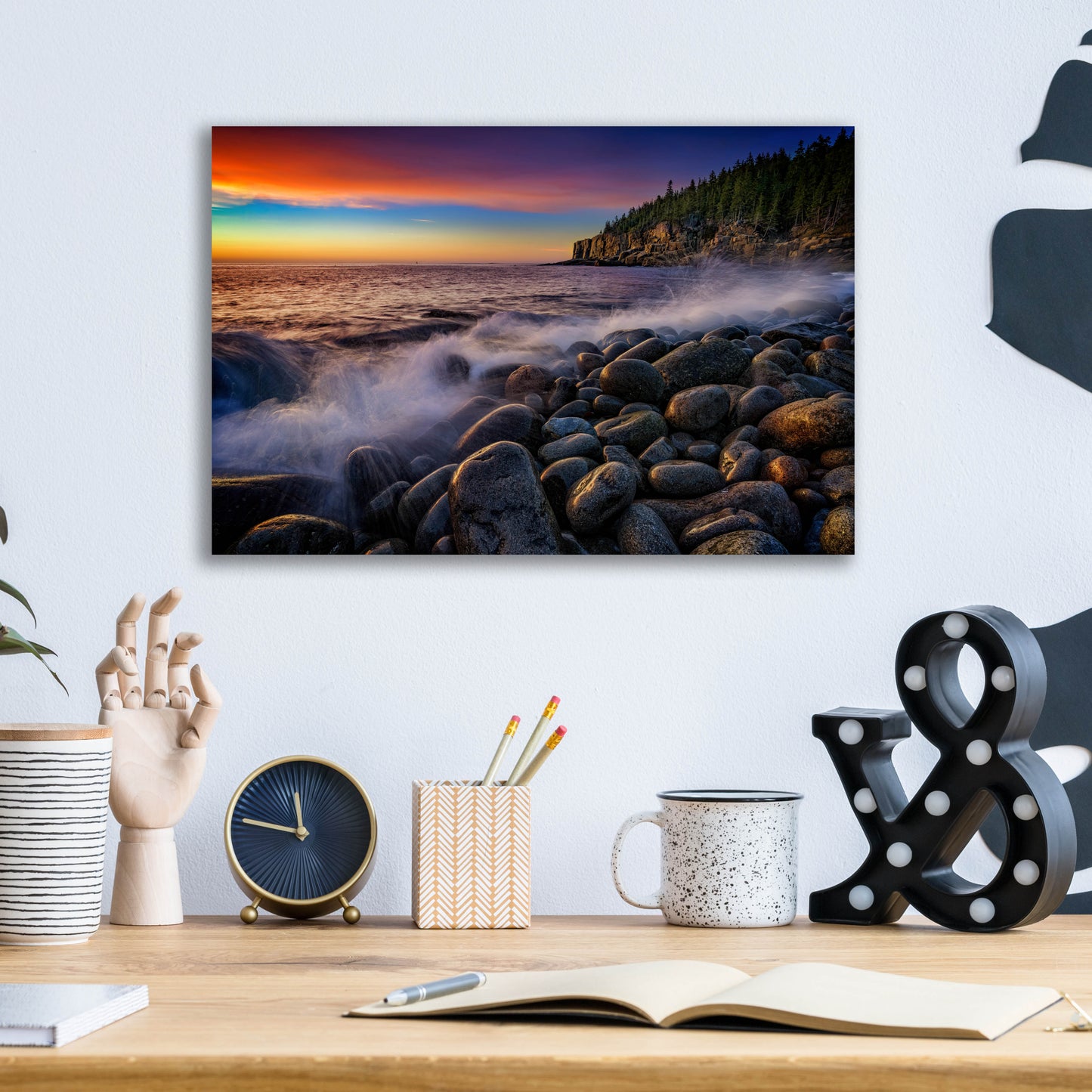 Epic Art 'Boulder Beach at Sunrise' by Rick Berk, Acrylic Glass Wall Art,16x12