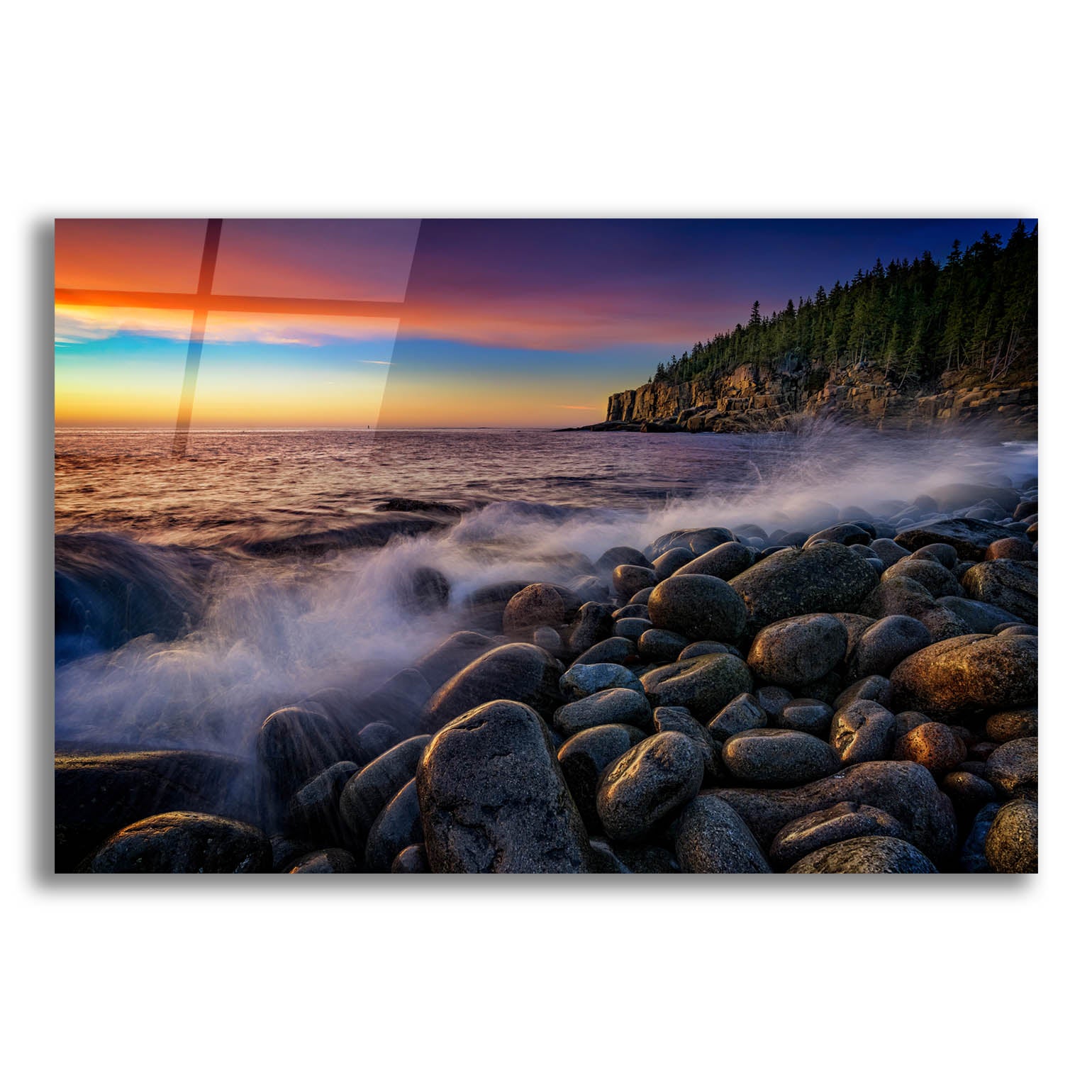 Epic Art 'Boulder Beach at Sunrise' by Rick Berk, Acrylic Glass Wall Art,24x16