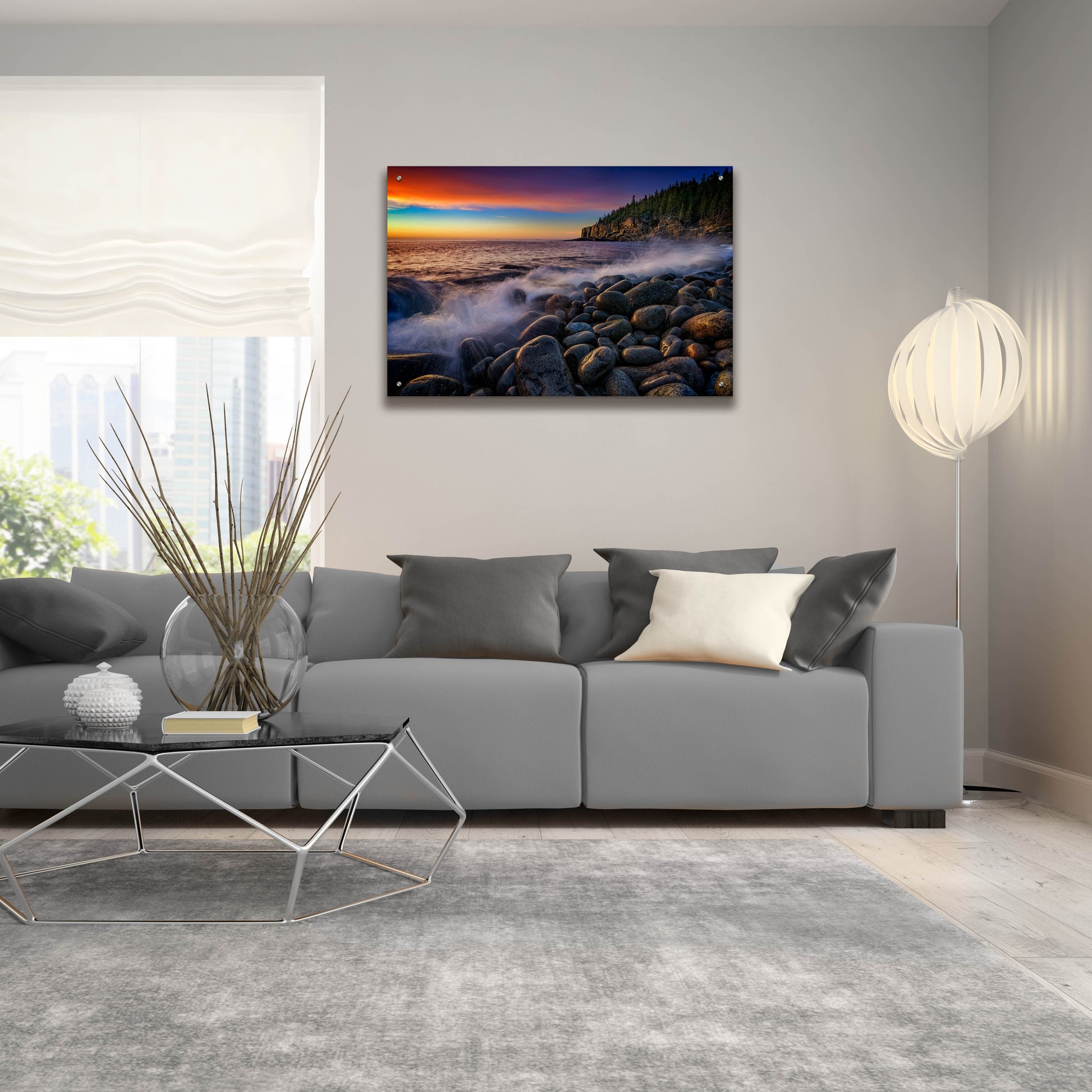 Epic Art 'Boulder Beach at Sunrise' by Rick Berk, Acrylic Glass Wall Art,36x24