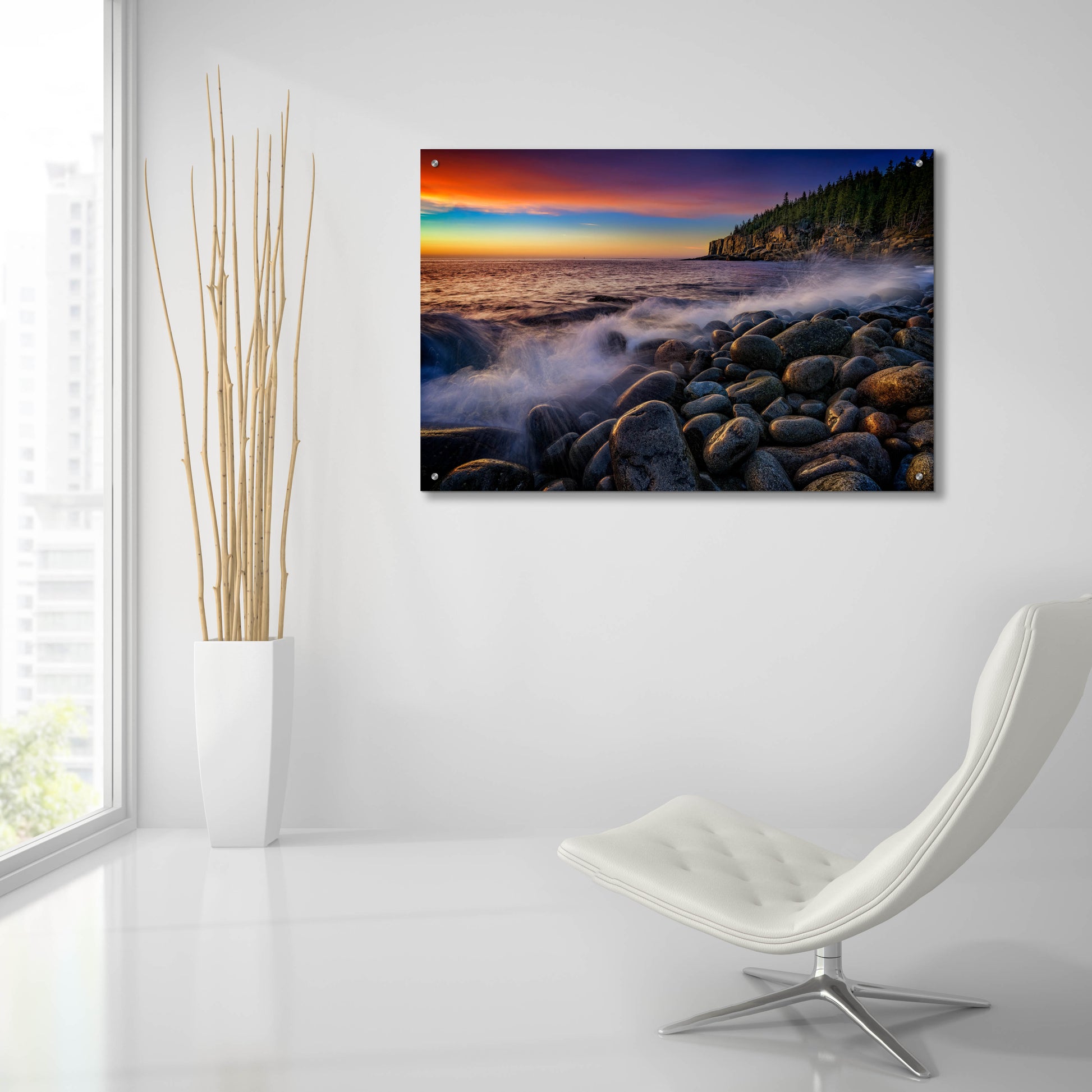 Epic Art 'Boulder Beach at Sunrise' by Rick Berk, Acrylic Glass Wall Art,36x24