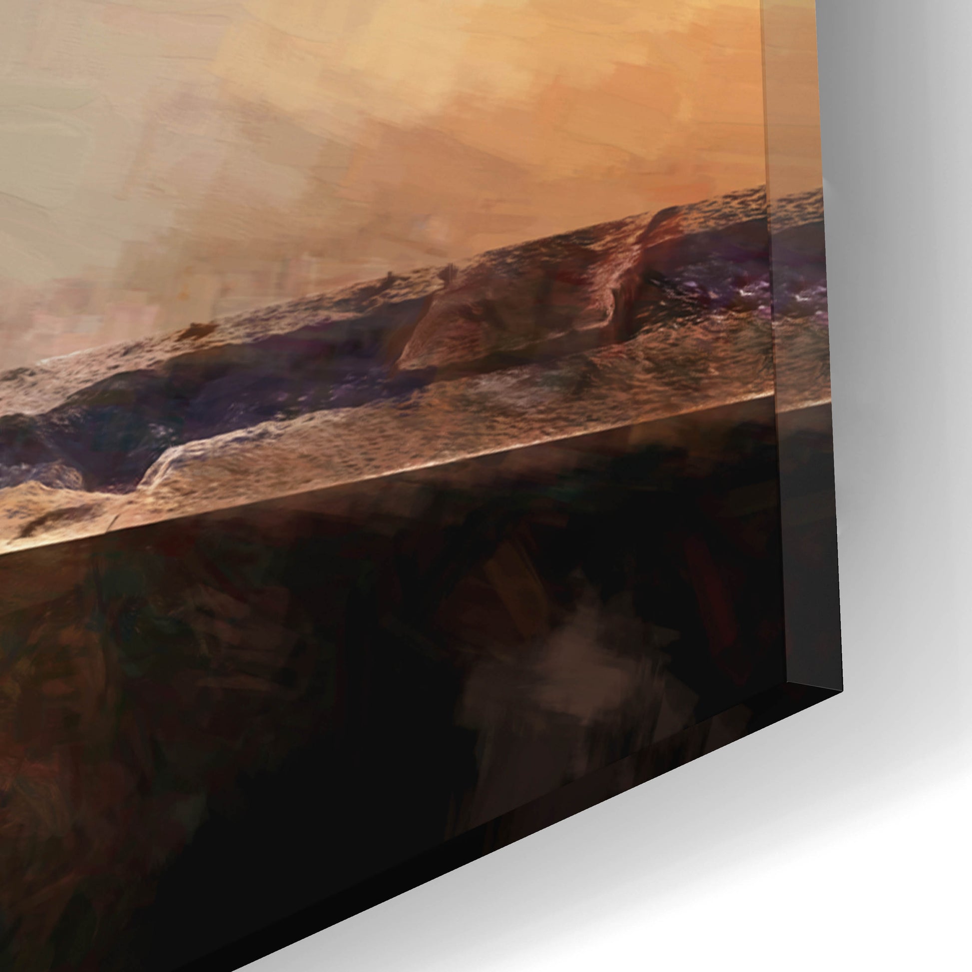 Epic Art 'Late WInter Morn on Casco Bay Oil Painting' by Rick Berk, Acrylic Glass Wall Art,16x12