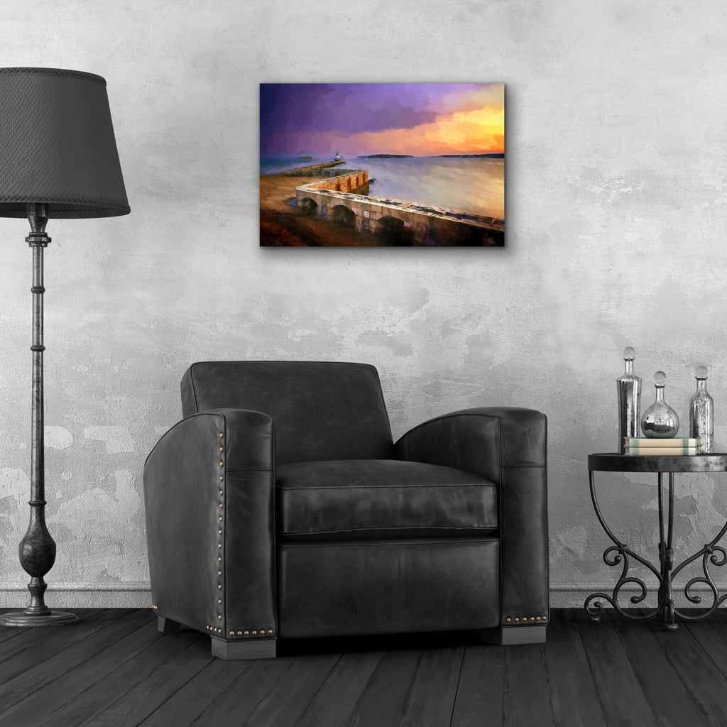 Epic Art 'Late WInter Morn on Casco Bay Oil Painting' by Rick Berk, Acrylic Glass Wall Art,24x16