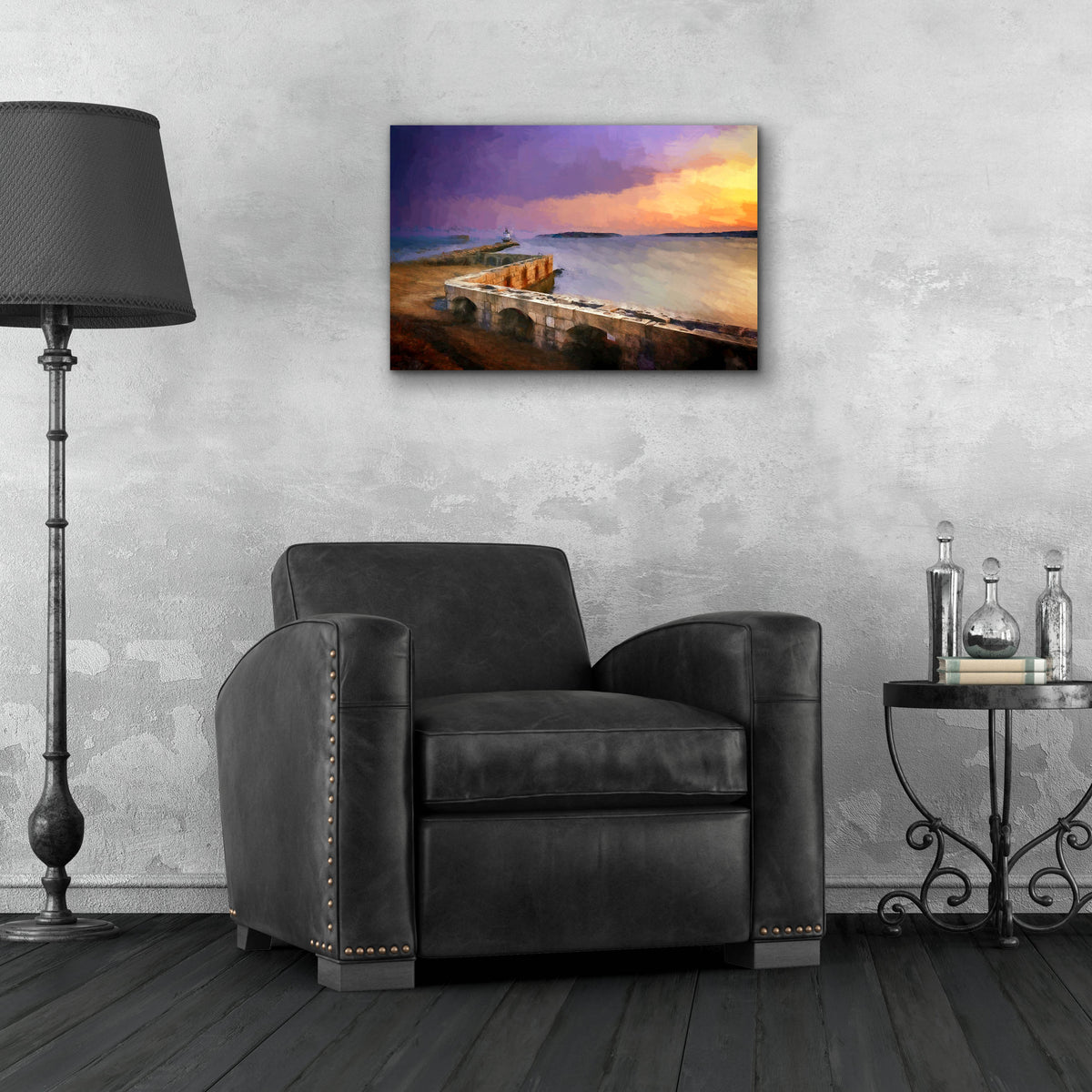 Epic Art 'Late WInter Morn on Casco Bay Oil Painting' by Rick Berk, Acrylic Glass Wall Art,24x16
