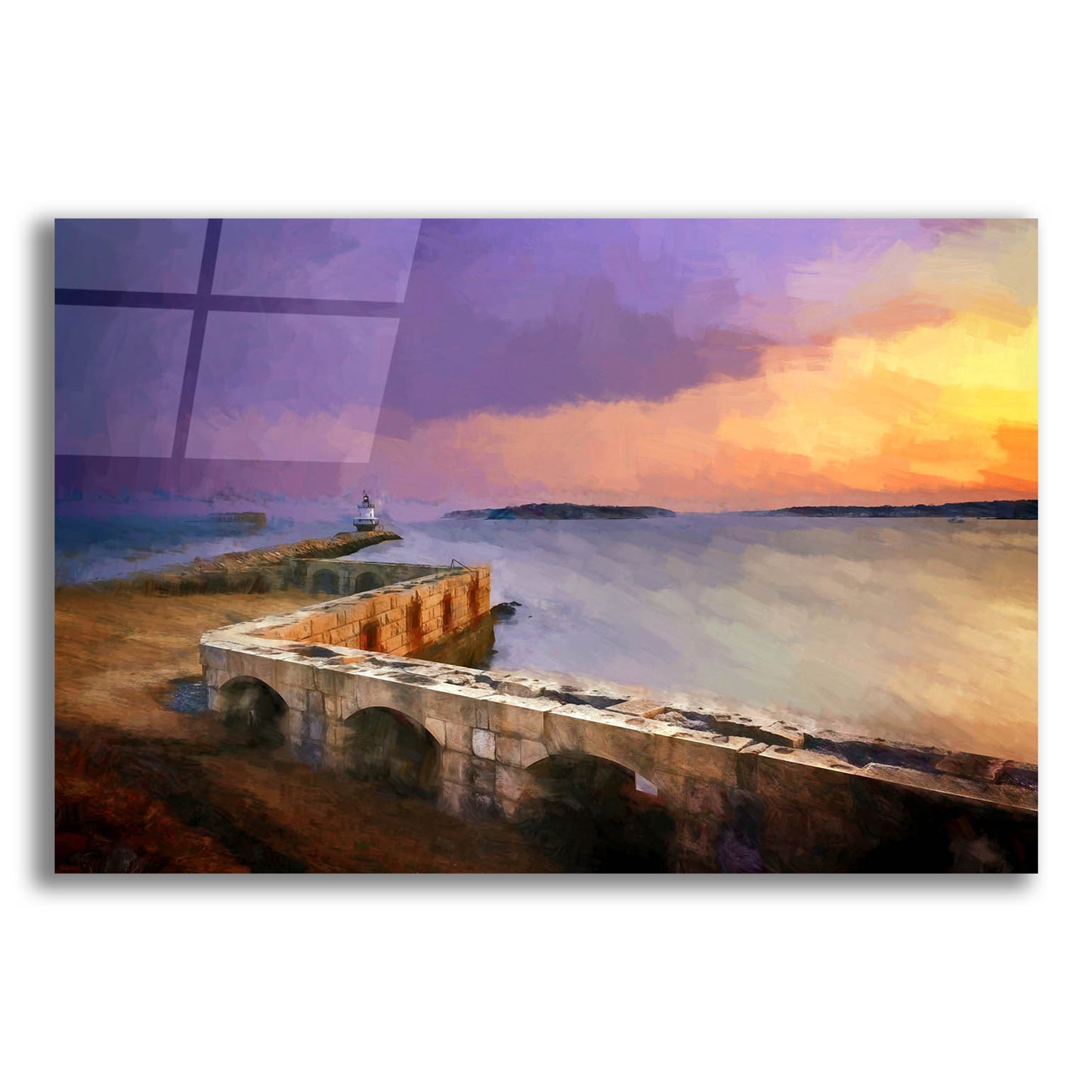 Epic Art 'Late WInter Morn on Casco Bay Oil Painting' by Rick Berk, Acrylic Glass Wall Art,24x16