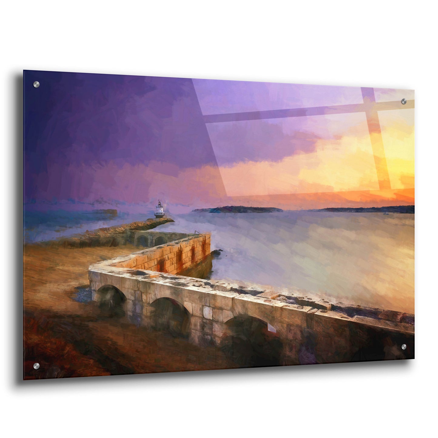 Epic Art 'Late WInter Morn on Casco Bay Oil Painting' by Rick Berk, Acrylic Glass Wall Art,36x24