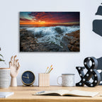Epic Art 'Waves Crash at Daybreak' by Rick Berk, Acrylic Glass Wall Art,16x12