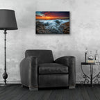 Epic Art 'Waves Crash at Daybreak' by Rick Berk, Acrylic Glass Wall Art,24x16