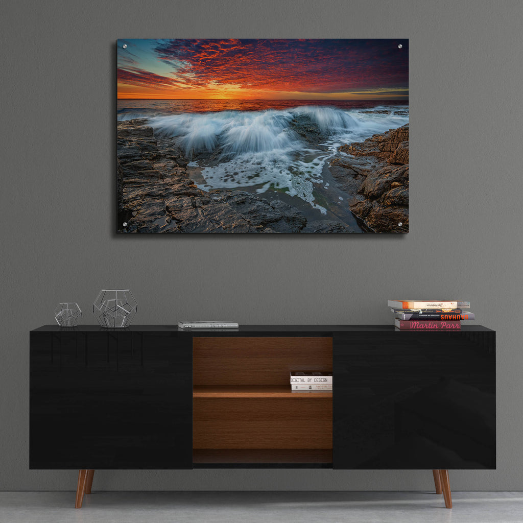 Epic Art 'Waves Crash at Daybreak' by Rick Berk, Acrylic Glass Wall Art,36x24