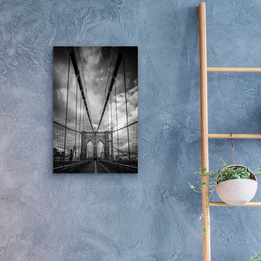 Epic Art 'Spring Evening on the Brooklyn Bridge BW' by Rick Berk, Acrylic Glass Wall Art,16x24