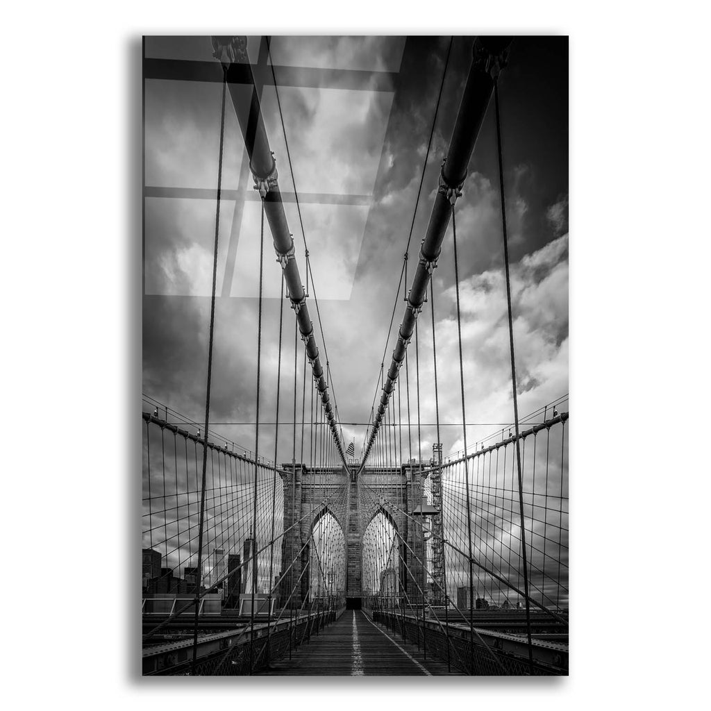 Epic Art 'Spring Evening on the Brooklyn Bridge BW' by Rick Berk, Acrylic Glass Wall Art