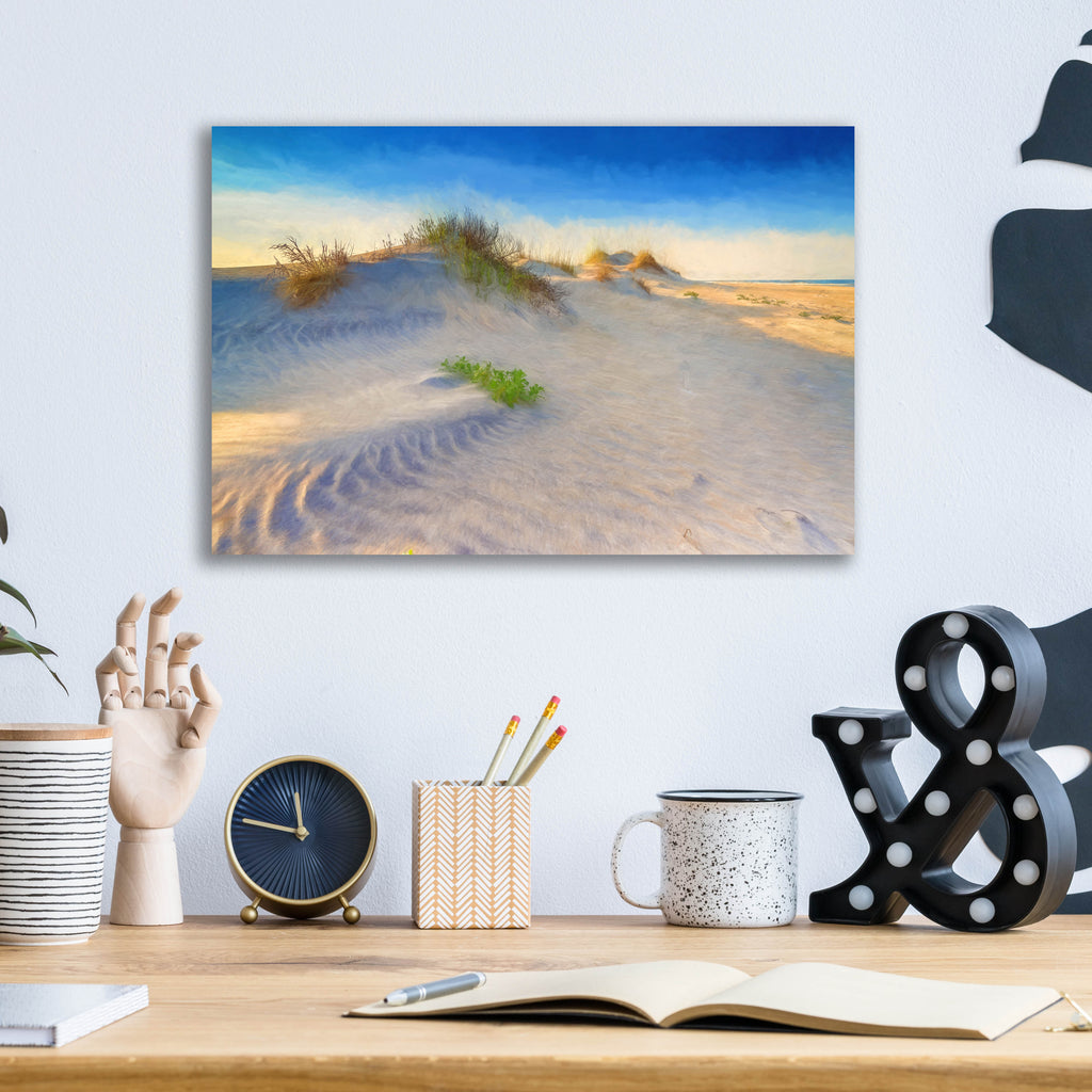 Epic Art 'Bodie Island Dunes Oil Painting' by Rick Berk, Acrylic Glass Wall Art,16x12