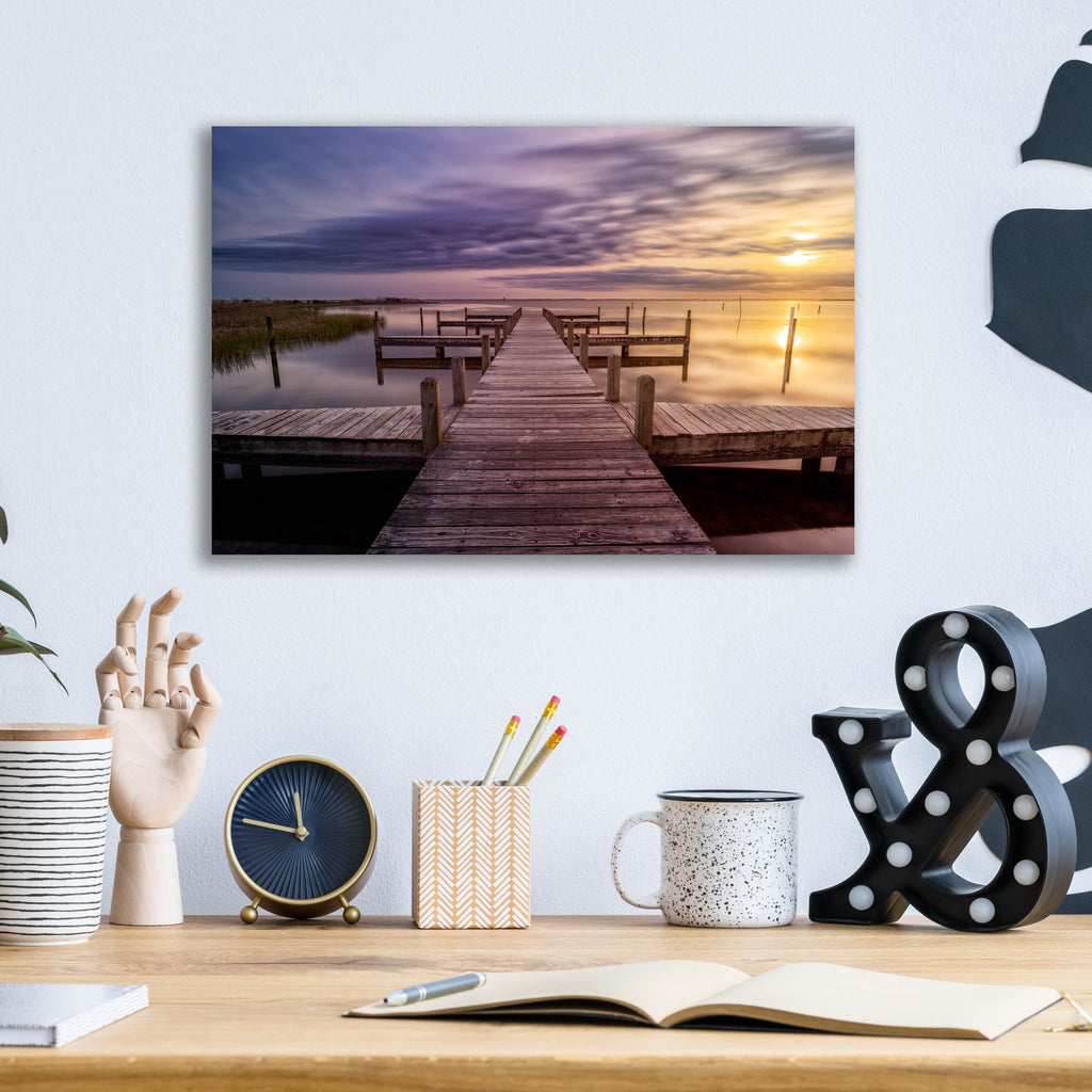 Epic Art 'Sunset at the Dock' by Rick Berk, Acrylic Glass Wall Art,16x12