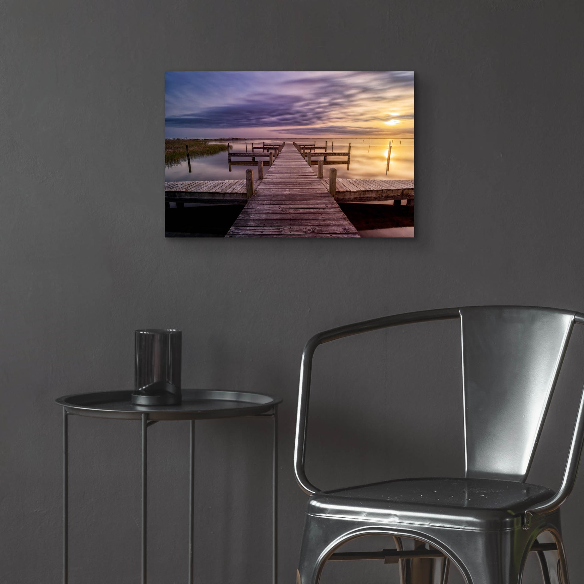 Epic Art 'Sunset at the Dock' by Rick Berk, Acrylic Glass Wall Art,24x16
