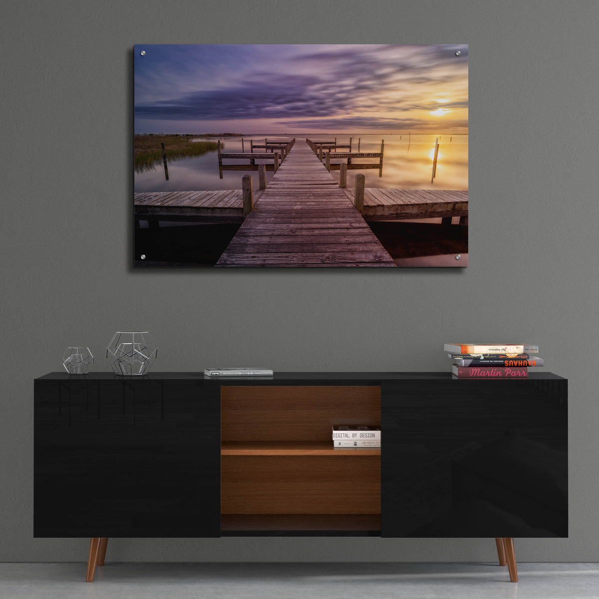 Epic Art 'Sunset at the Dock' by Rick Berk, Acrylic Glass Wall Art,36x24