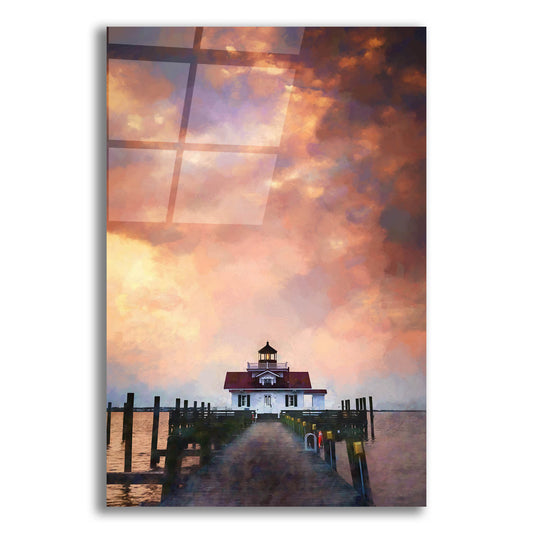 Epic Art 'Dawn at Roanoke Marshes Lighthouse Oil Painting' by Rick Berk, Acrylic Glass Wall Art