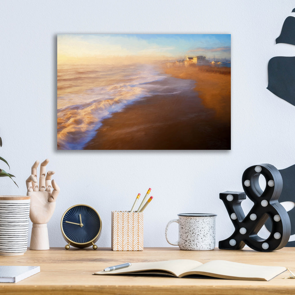 Epic Art 'Beachfront Property Oil Painting' by Rick Berk, Acrylic Glass Wall Art,16x12