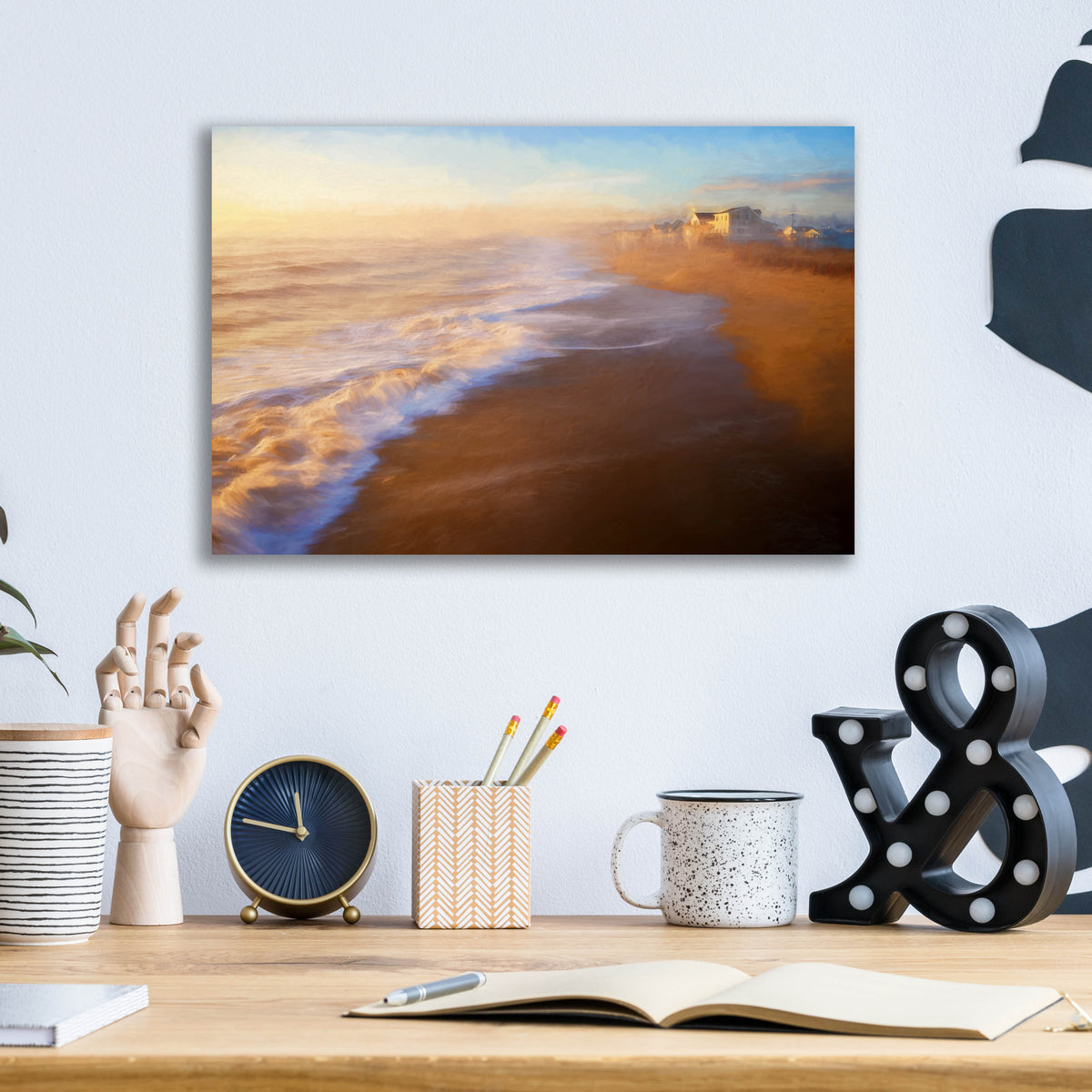Epic Art 'Beachfront Property Oil Painting' by Rick Berk, Acrylic Glass Wall Art,16x12