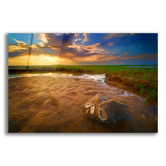 Epic Art 'Sunset on Paine's Creek Beach Oil Painting' by Rick Berk, Acrylic Glass Wall Art