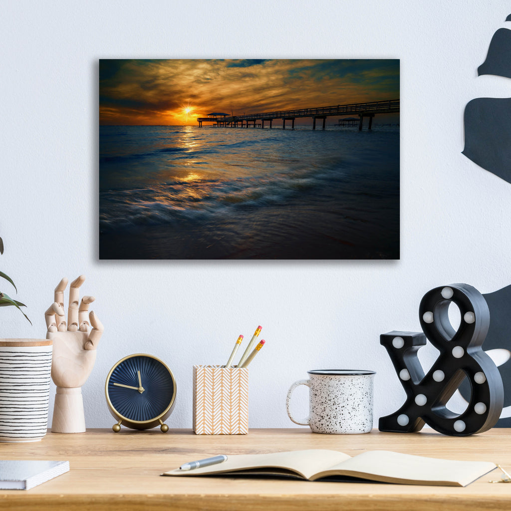 Epic Art 'Gulf Coast Sunset Oil Painting' by Rick Berk, Acrylic Glass Wall Art,16x12