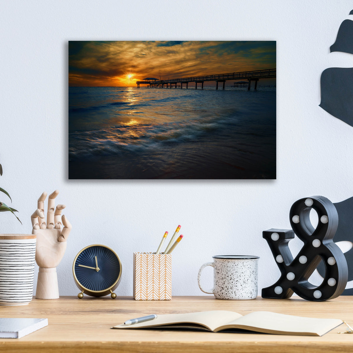Epic Art 'Gulf Coast Sunset Oil Painting' by Rick Berk, Acrylic Glass Wall Art,16x12
