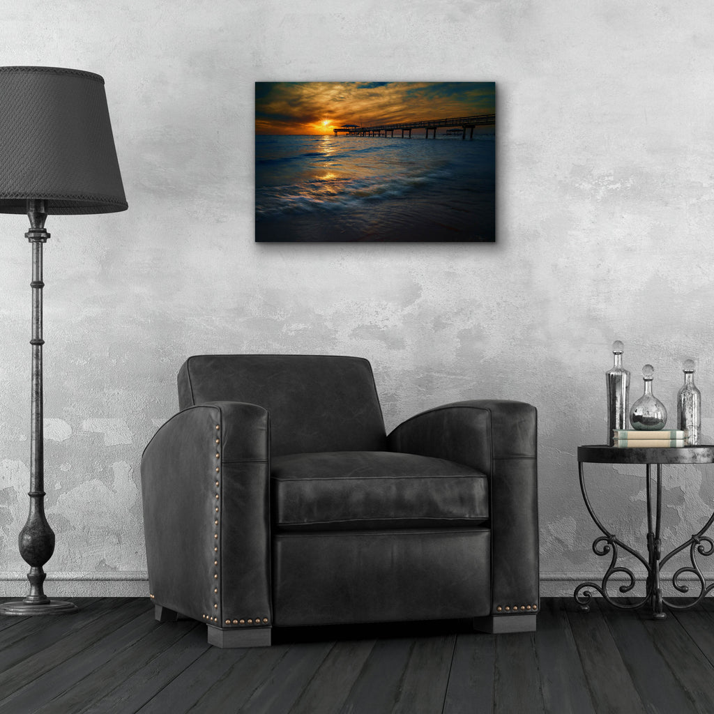 Epic Art 'Gulf Coast Sunset Oil Painting' by Rick Berk, Acrylic Glass Wall Art,24x16