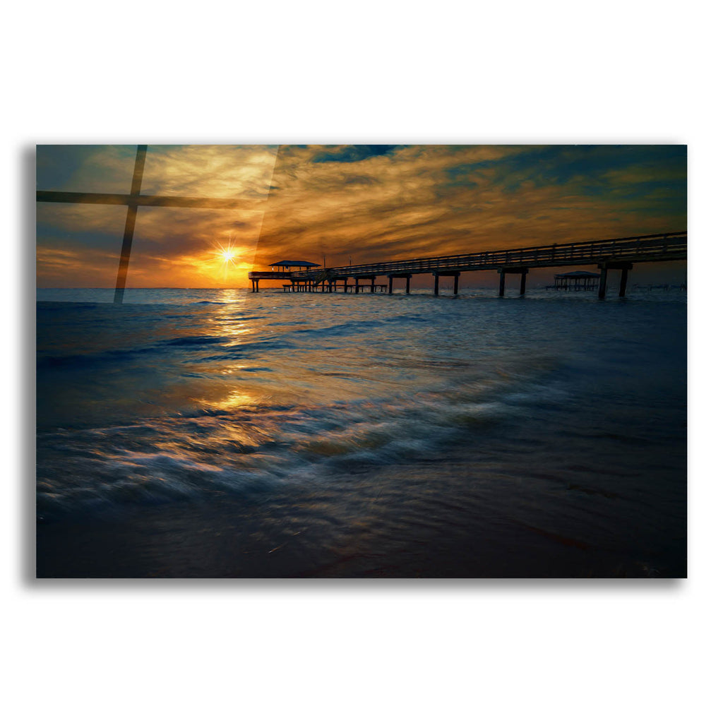 Epic Art 'Gulf Coast Sunset Oil Painting' by Rick Berk, Acrylic Glass Wall Art