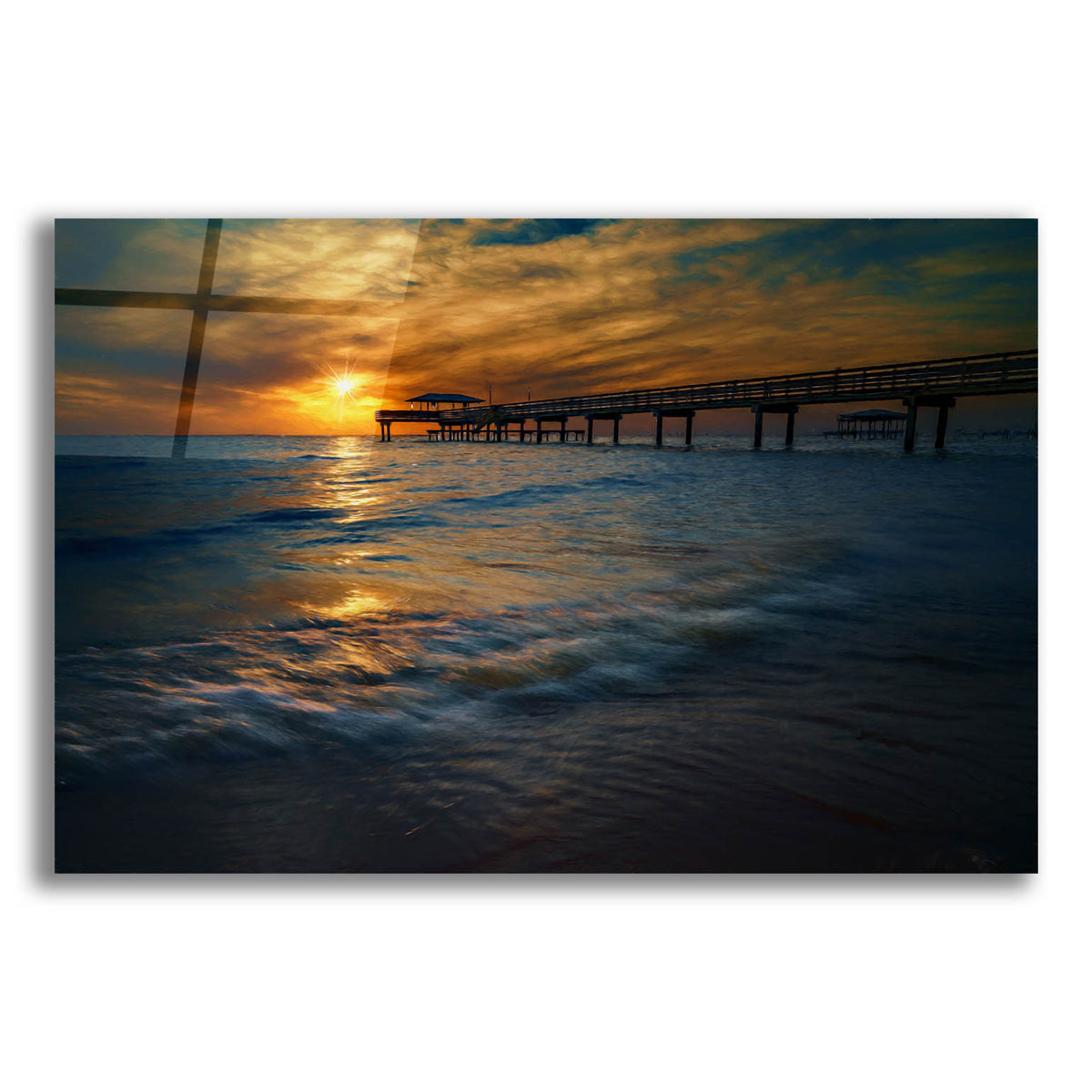 Epic Art 'Gulf Coast Sunset Oil Painting' by Rick Berk, Acrylic Glass Wall Art