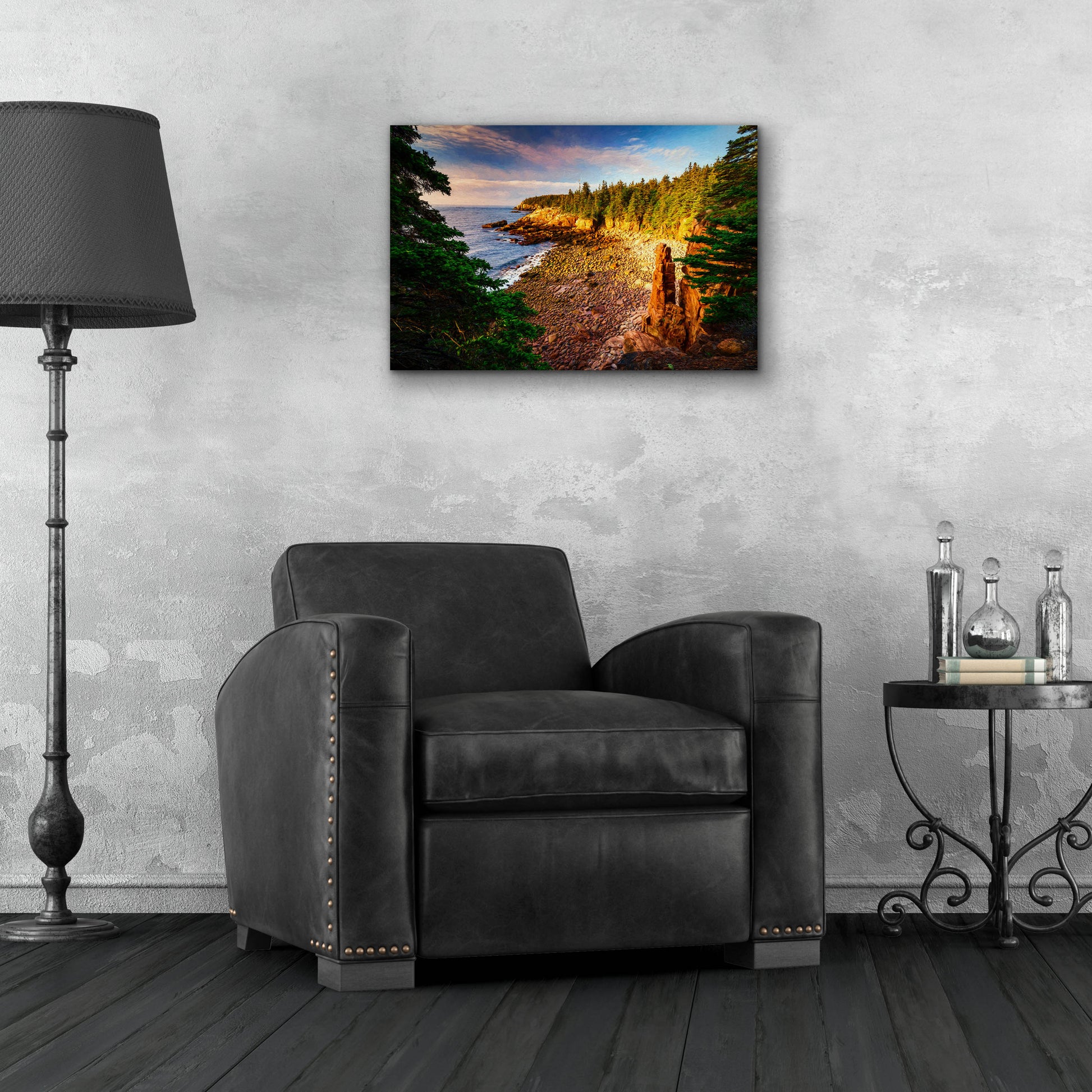 Epic Art 'Monument Cove Morning Oil Painting' by Rick Berk, Acrylic Glass Wall Art,24x16