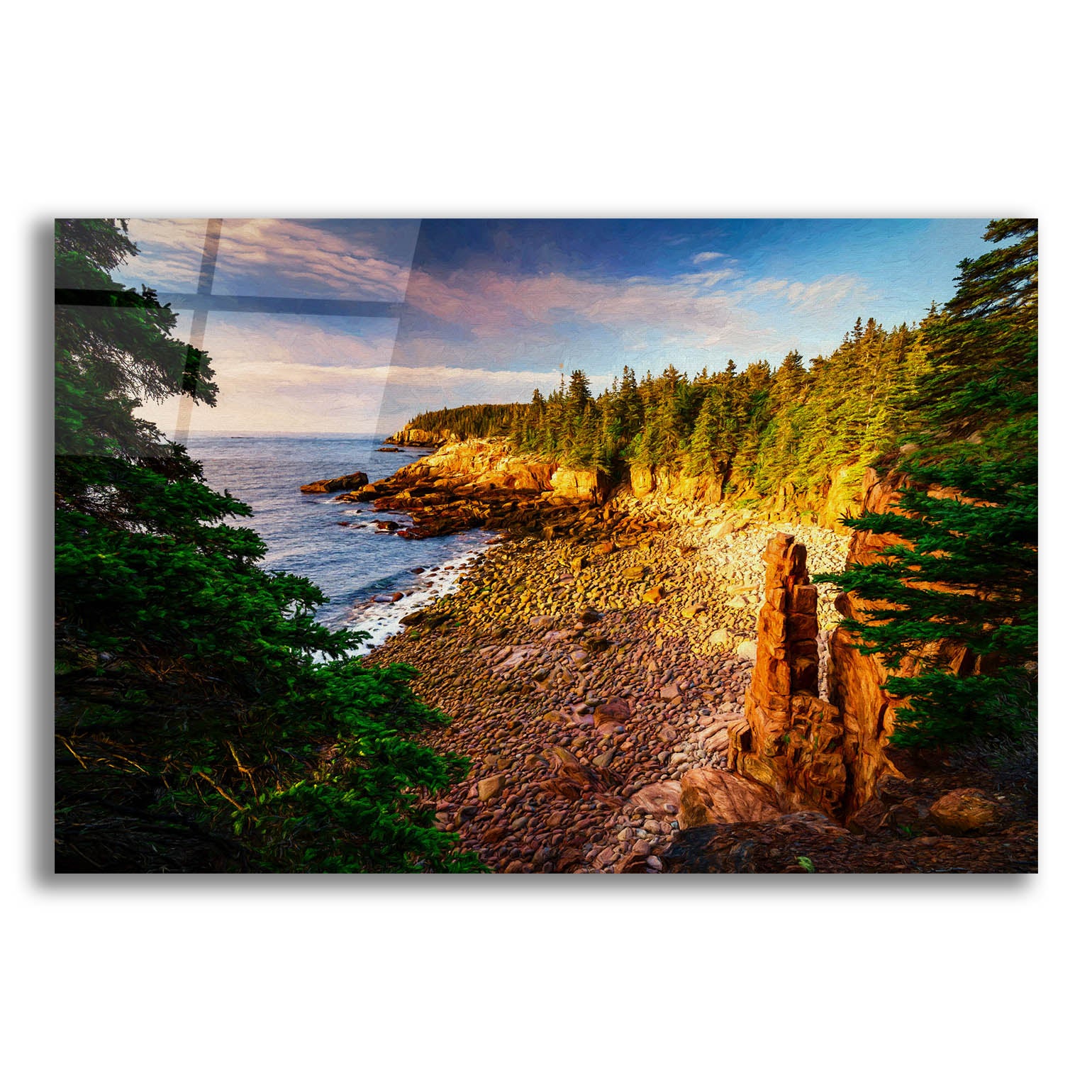 Epic Art 'Monument Cove Morning Oil Painting' by Rick Berk, Acrylic Glass Wall Art,24x16