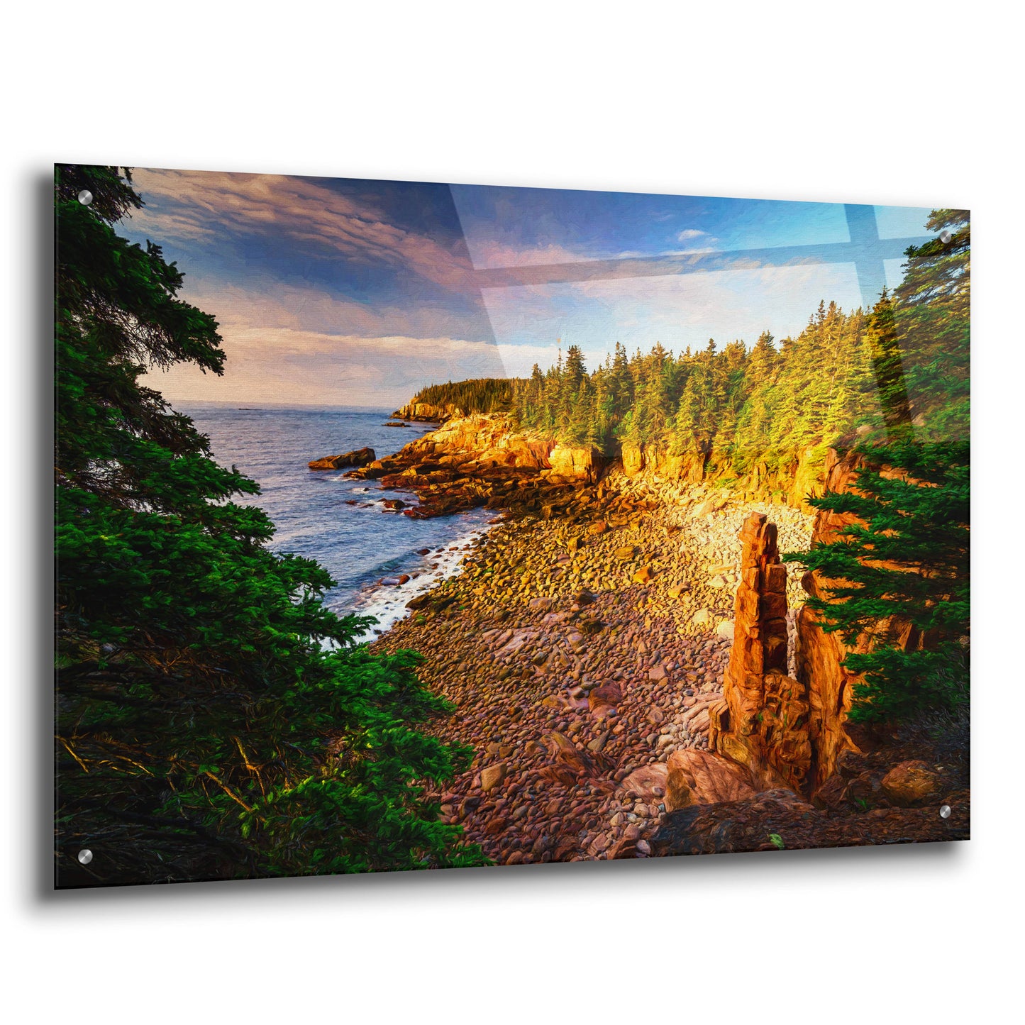 Epic Art 'Monument Cove Morning Oil Painting' by Rick Berk, Acrylic Glass Wall Art,36x24