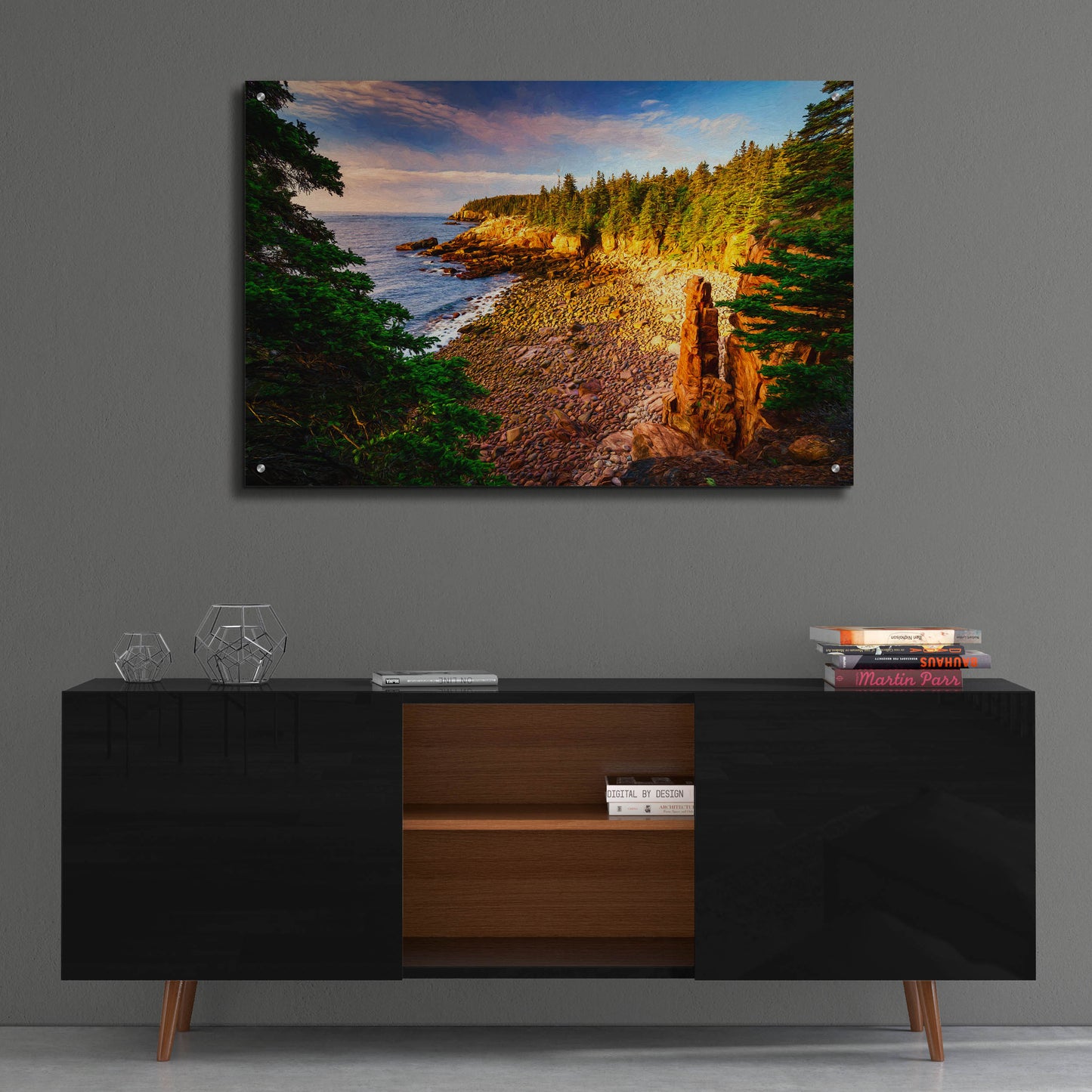 Epic Art 'Monument Cove Morning Oil Painting' by Rick Berk, Acrylic Glass Wall Art,36x24