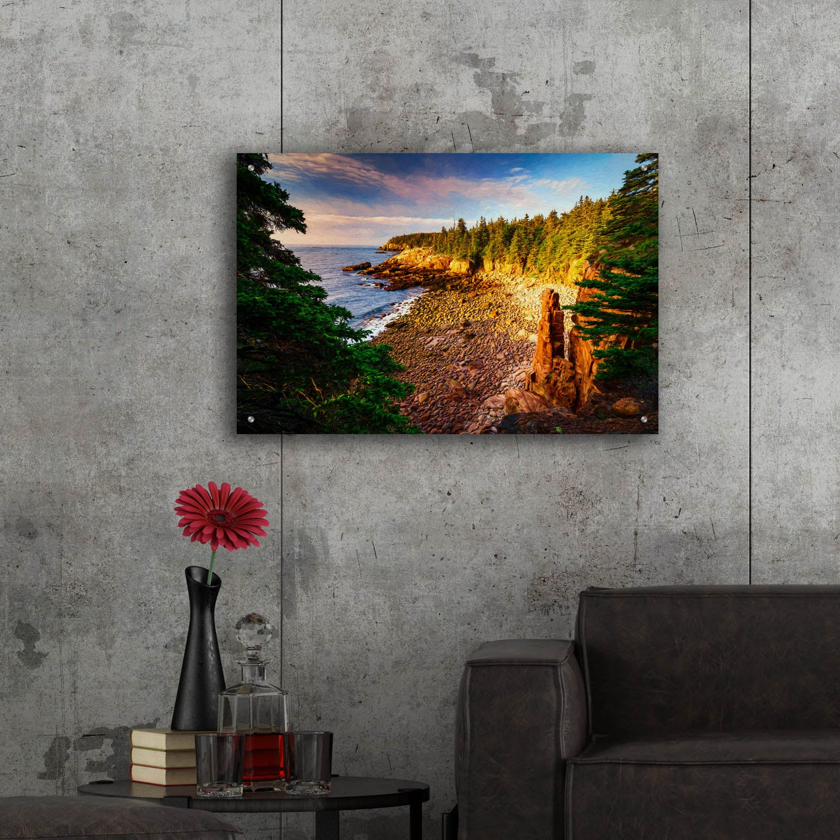 Epic Art 'Monument Cove Morning Oil Painting' by Rick Berk, Acrylic Glass Wall Art,36x24