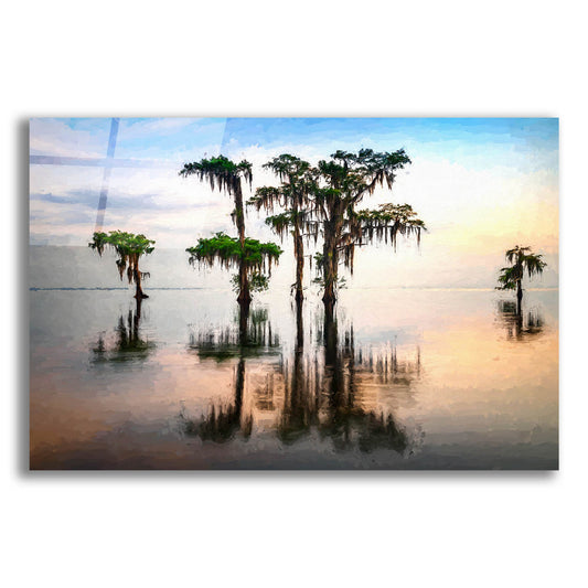 Epic Art 'Lake Maurepas Reflection Oil Painting' by Rick Berk, Acrylic Glass Wall Art