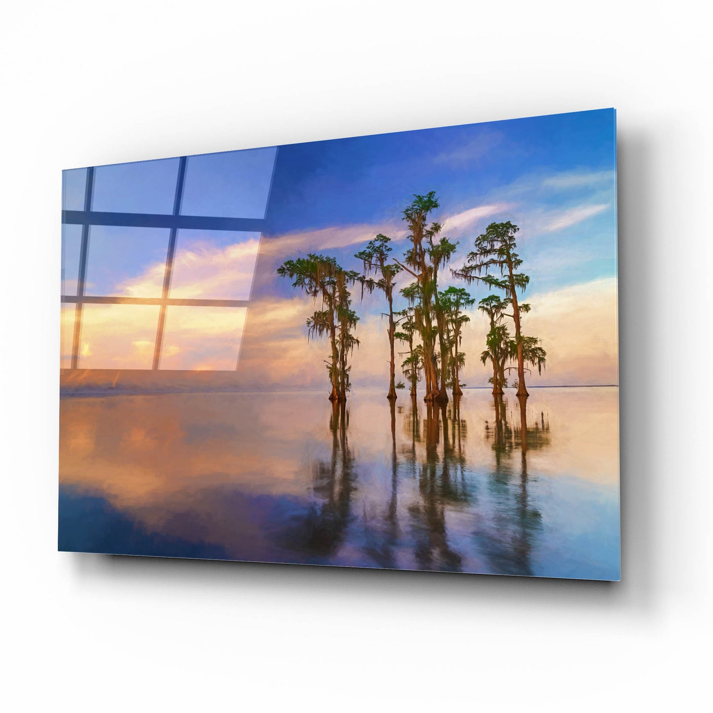 Epic Art 'Dusk on Lake Maurepas Oil Painting' by Rick Berk, Acrylic Glass Wall Art,16x12