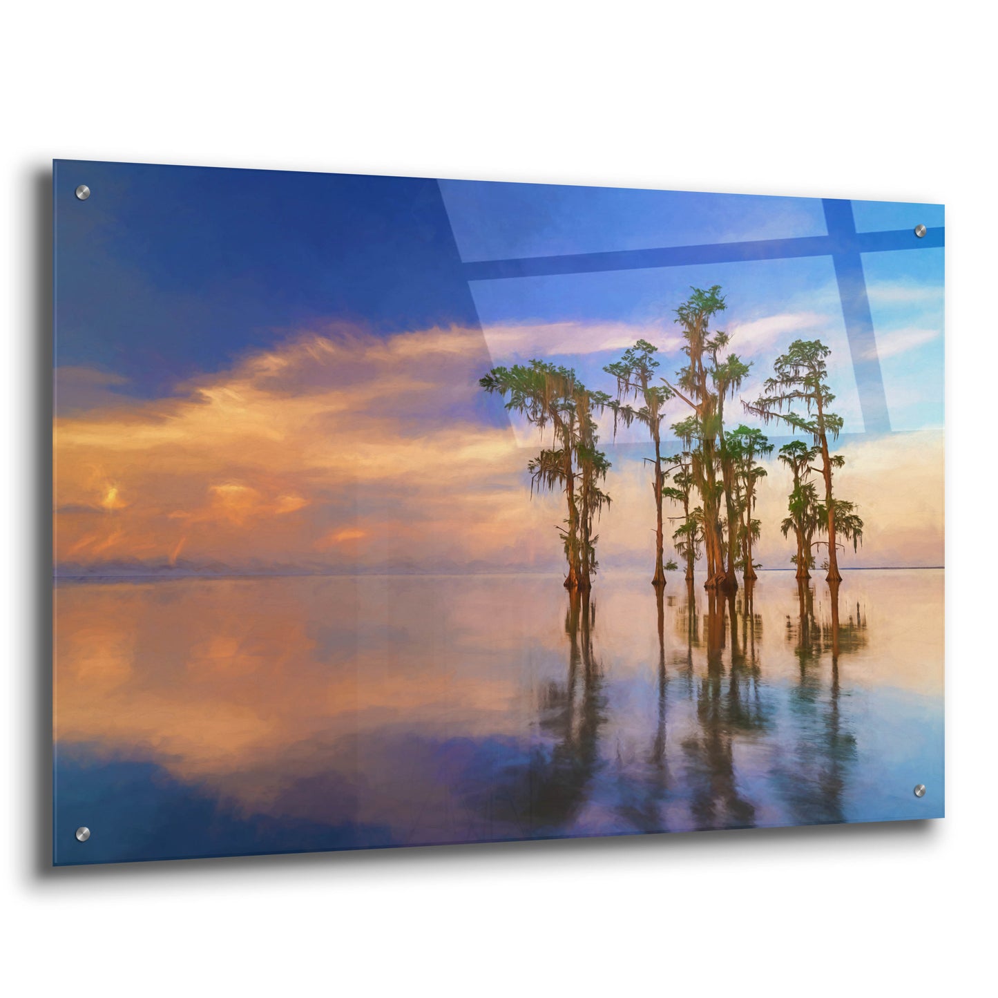 Epic Art 'Dusk on Lake Maurepas Oil Painting' by Rick Berk, Acrylic Glass Wall Art,36x24