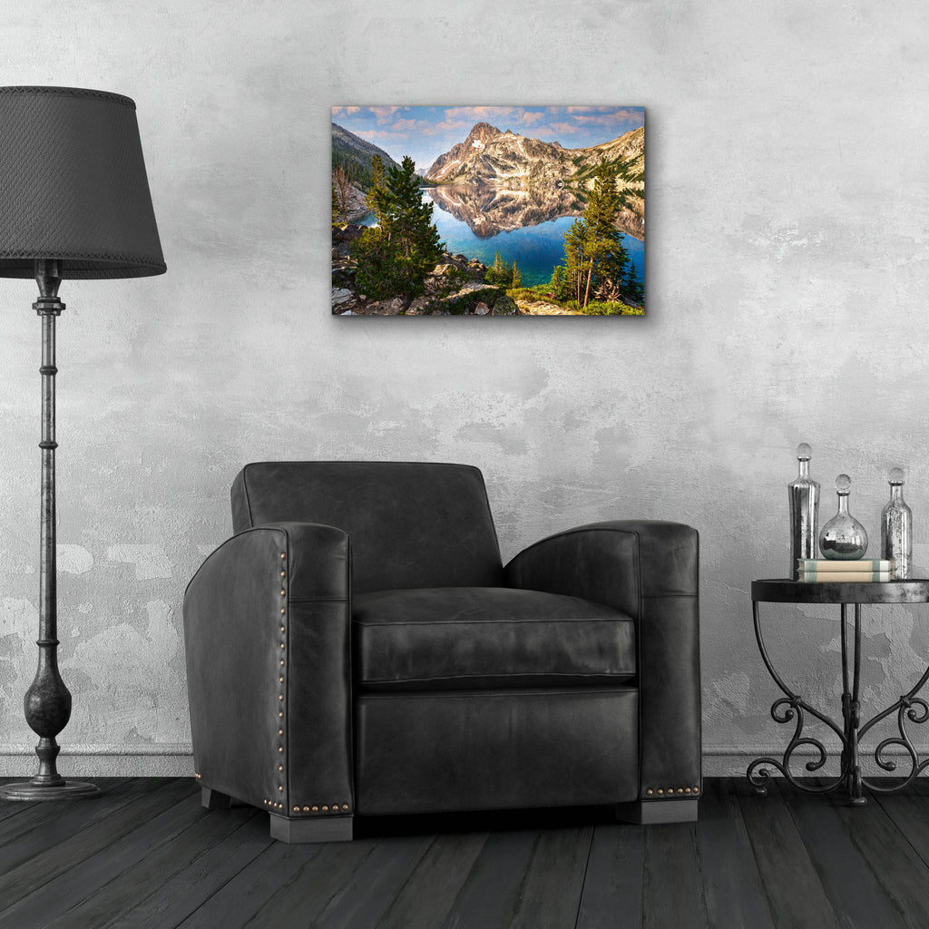 Epic Art 'Sawtooth Lake II Oil Painting' by Rick Berk, Acrylic Glass Wall Art,24x16