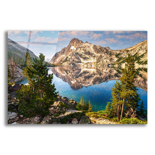 Epic Art 'Sawtooth Lake II Oil Painting' by Rick Berk, Acrylic Glass Wall Art