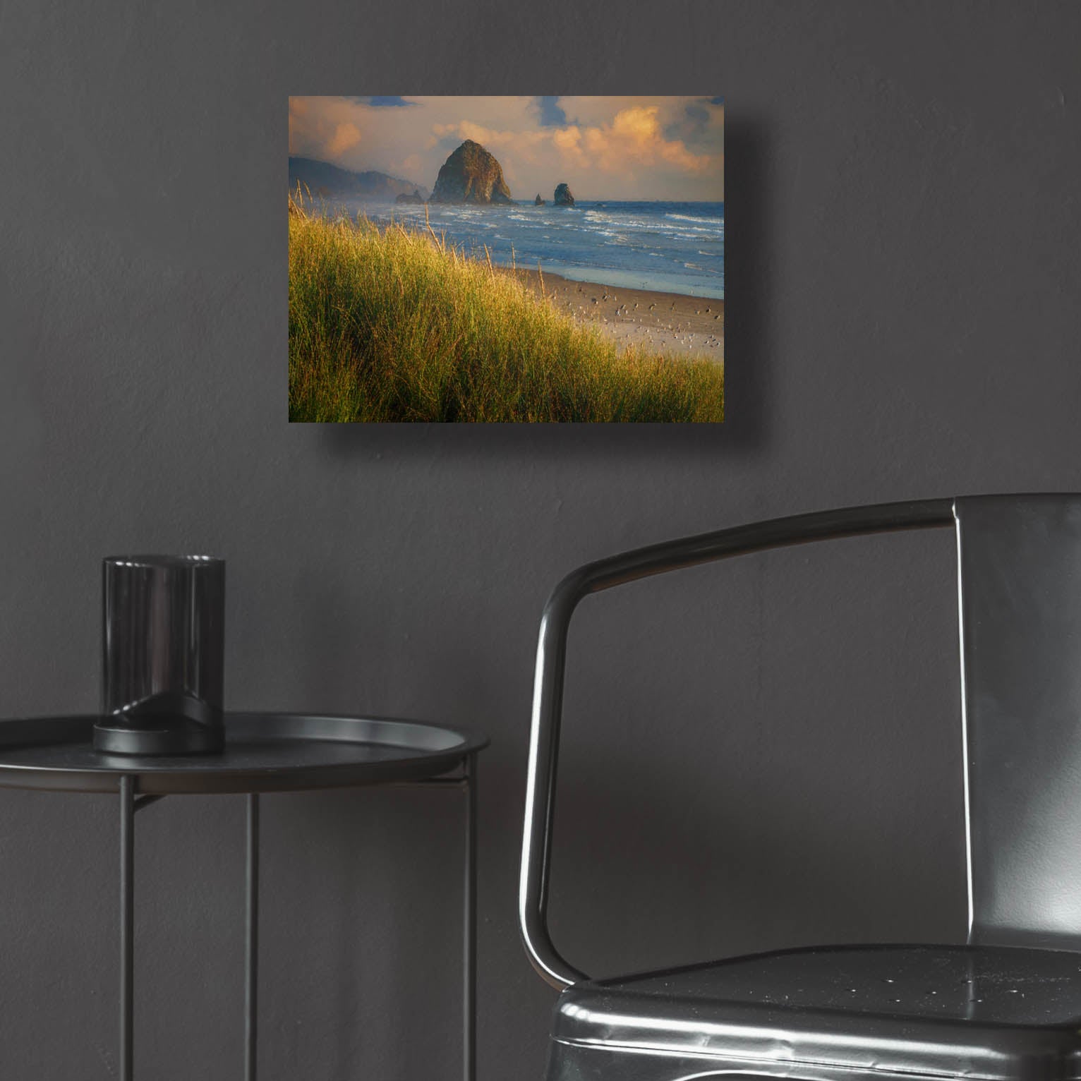 Epic Art 'Summer Evening at Haystack Rock Oil Painting' by Rick Berk, Acrylic Glass Wall Art,16x12